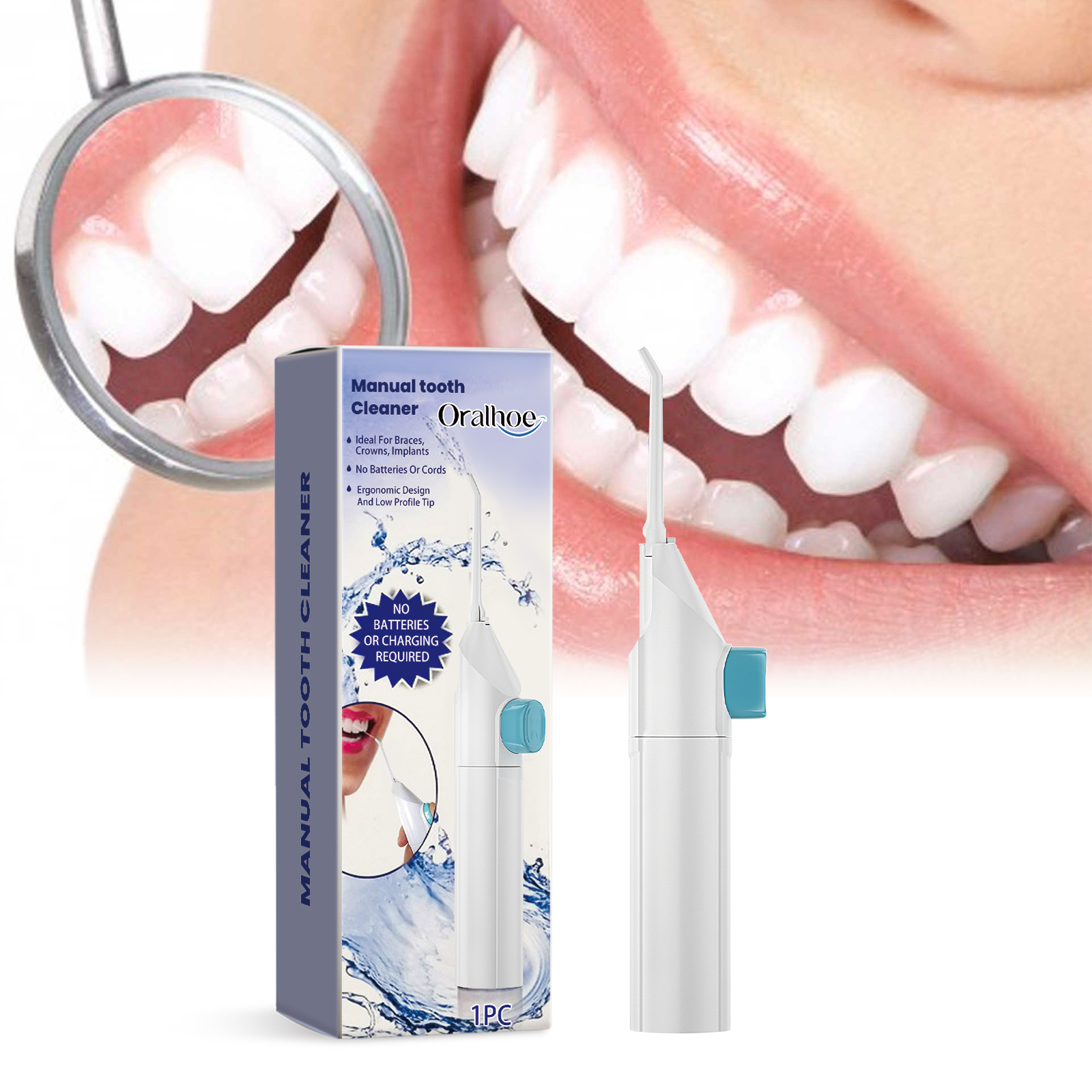 Waterproof ABS dental cleaner with packaging