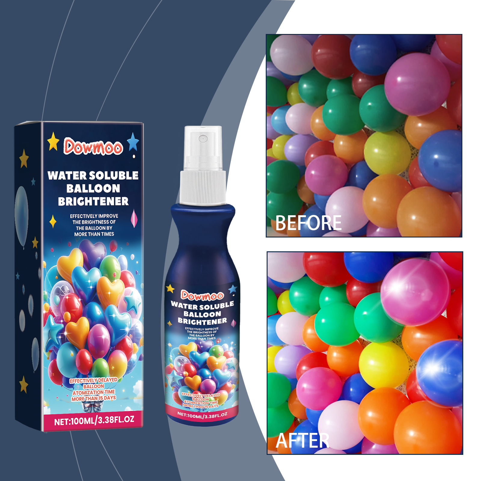 Colorful balloon arrangements showing brighter surface finish