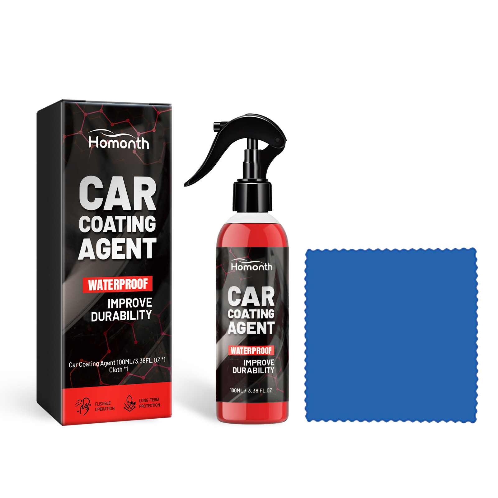 Red trigger spray bottle and protective carton