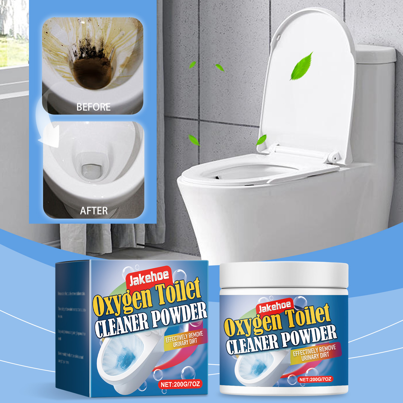 Before and after toilet stain removal result