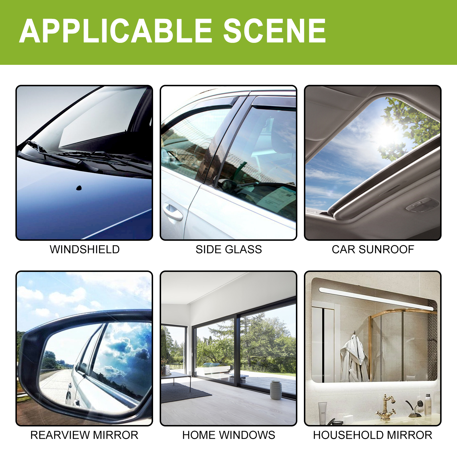 Black bottle nozzle and glossy green automotive label detail