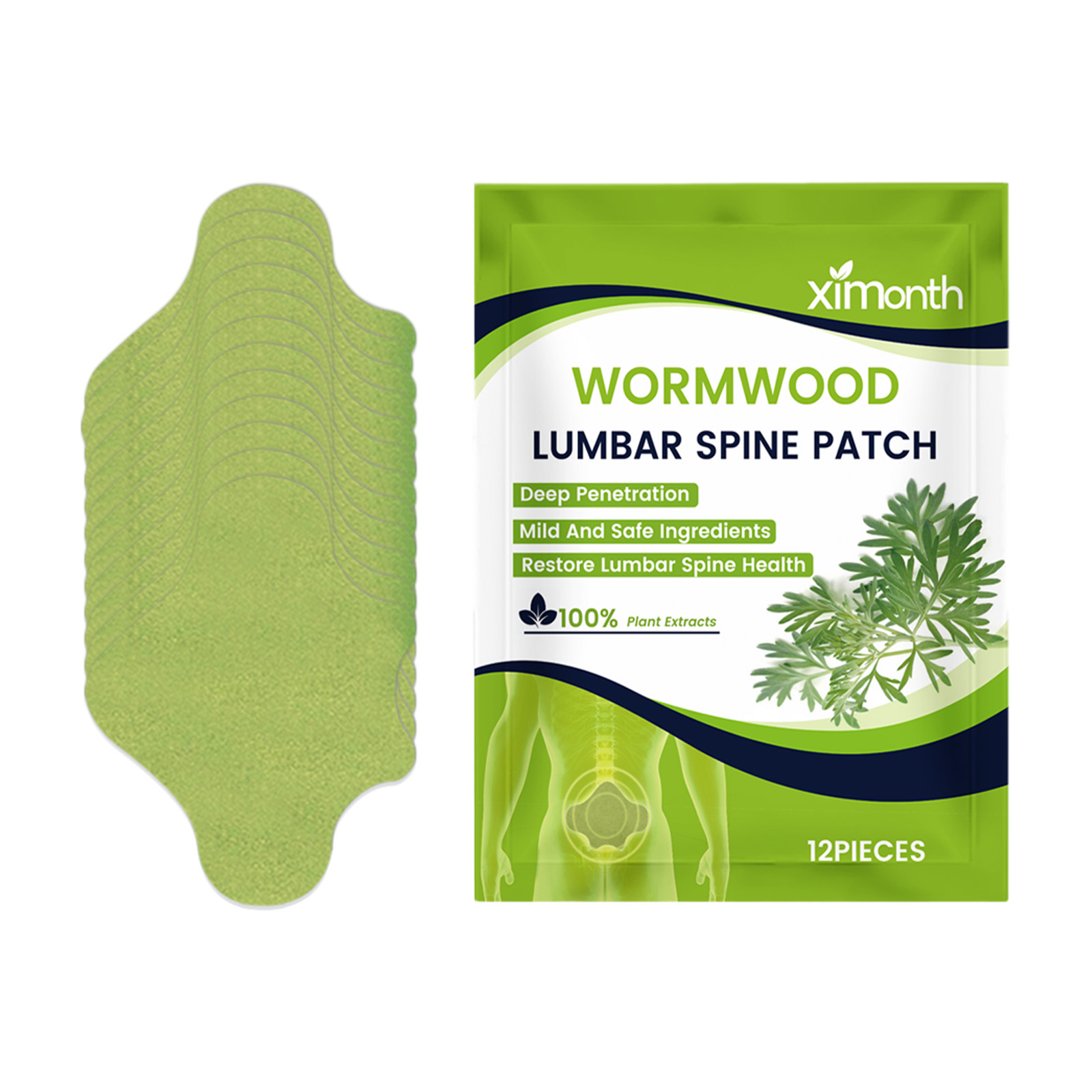 Lumbar wormwood patch and green herbal package