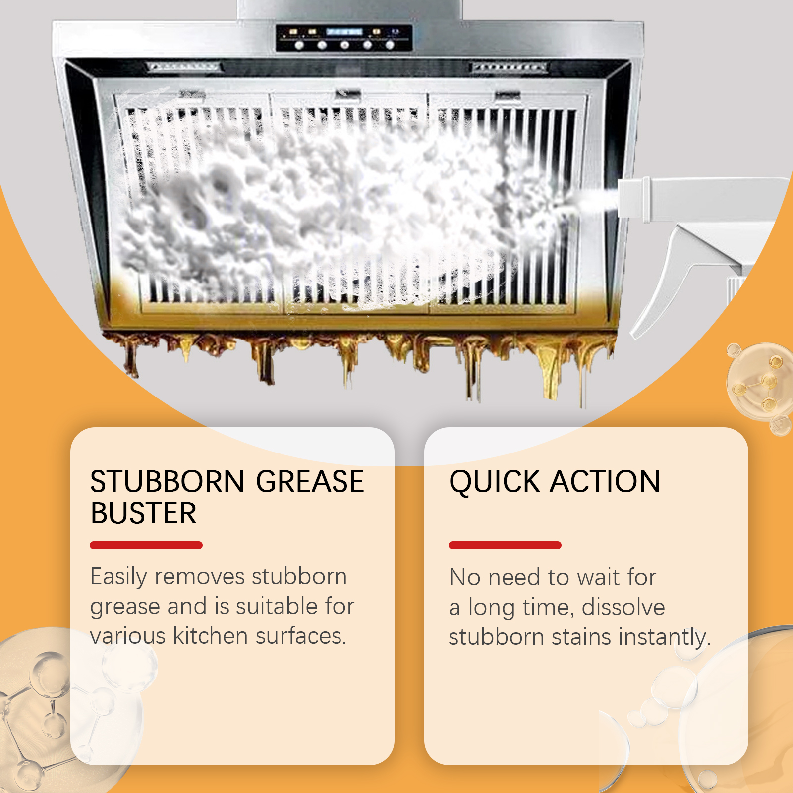 Trigger spray applied to greasy range hood surface