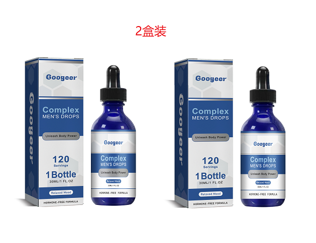 Two complete Googear Complex Men's Drops bottles with professional packaging conveying dual pack premium value