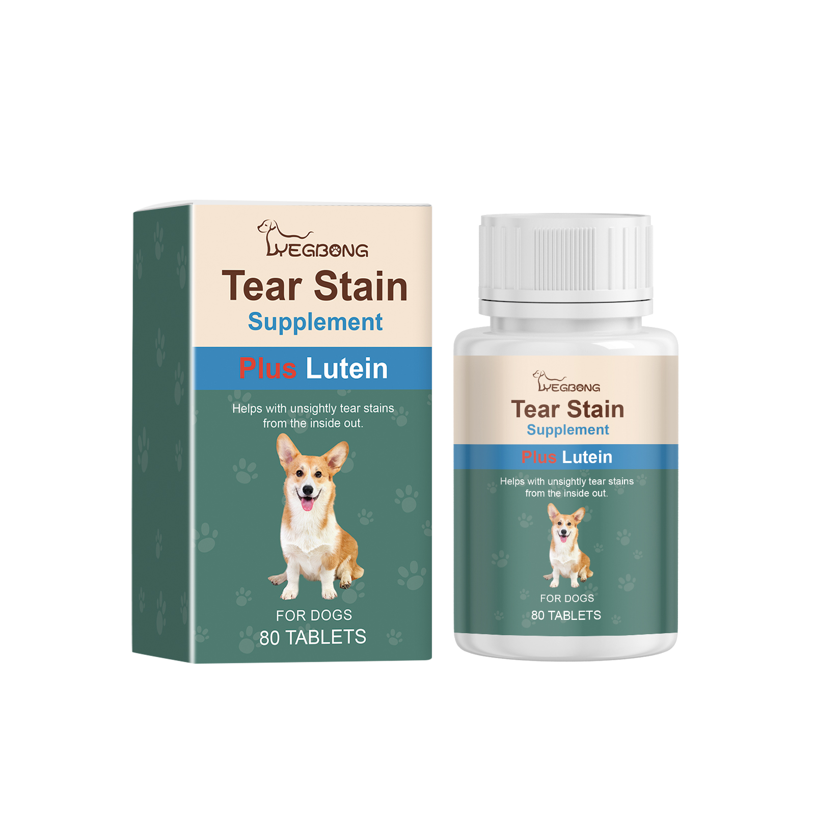 Dog supplement bottle and carton packshot