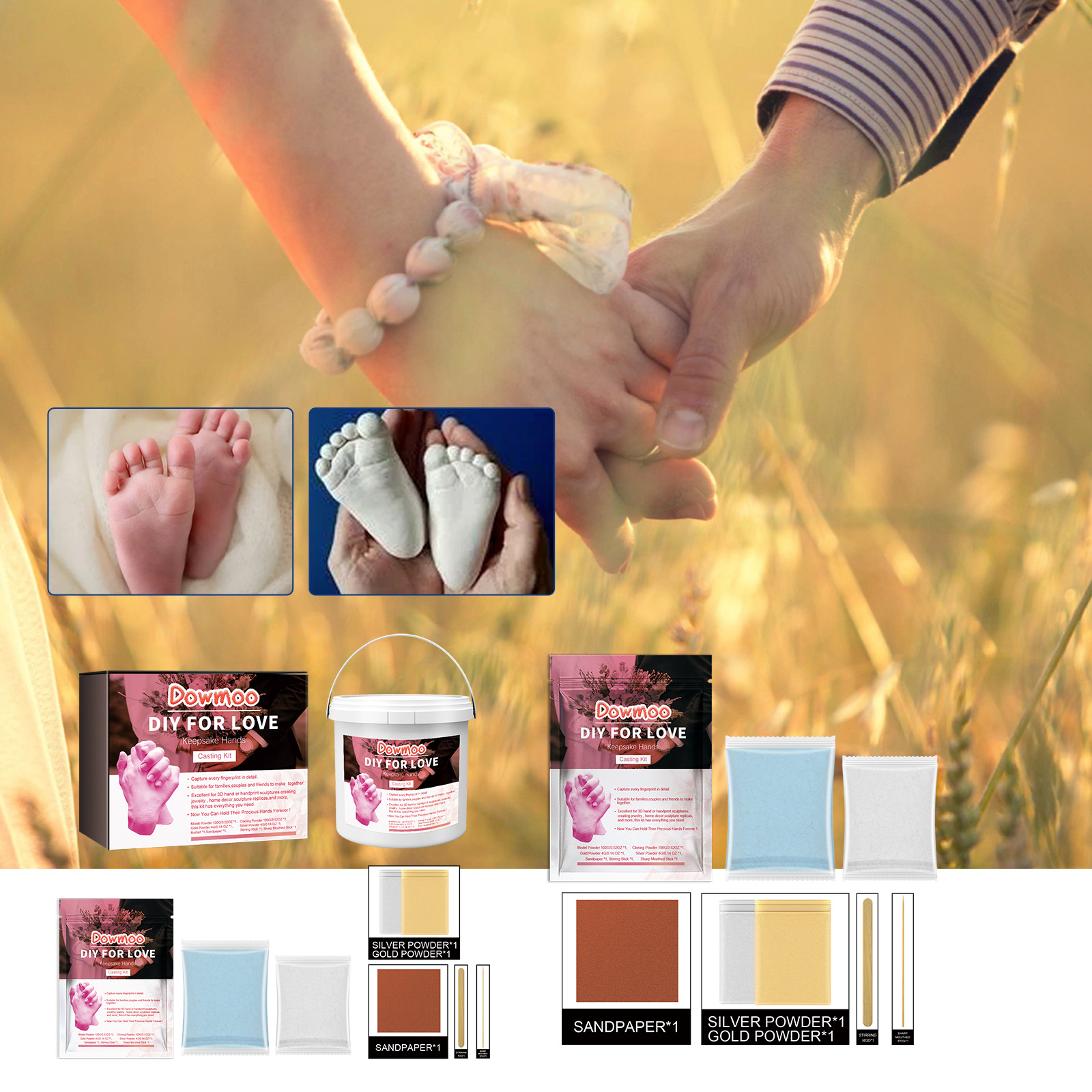 Smooth white hand and foot keepsake sculptures