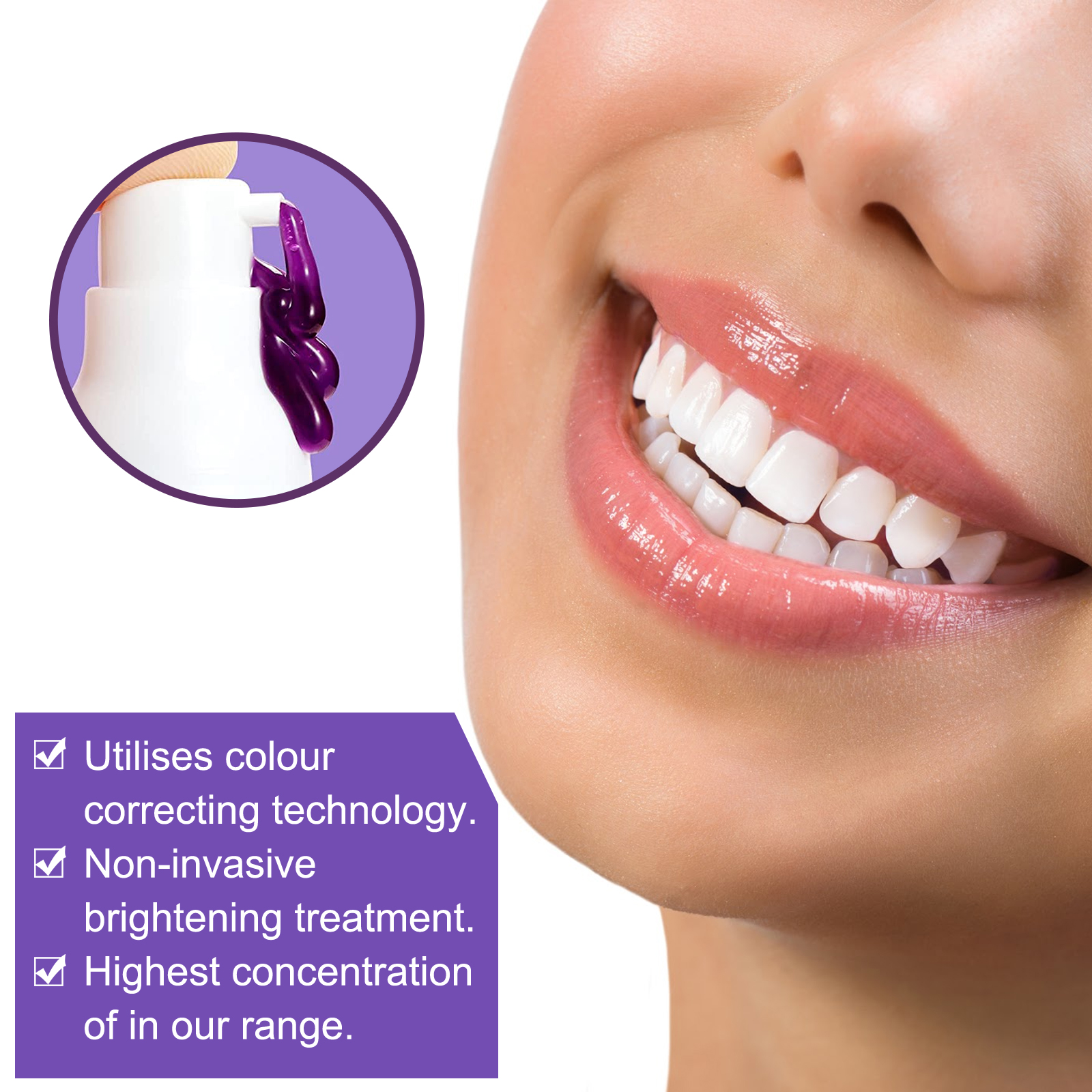 Purple color-correcting formula and dispenser close-up