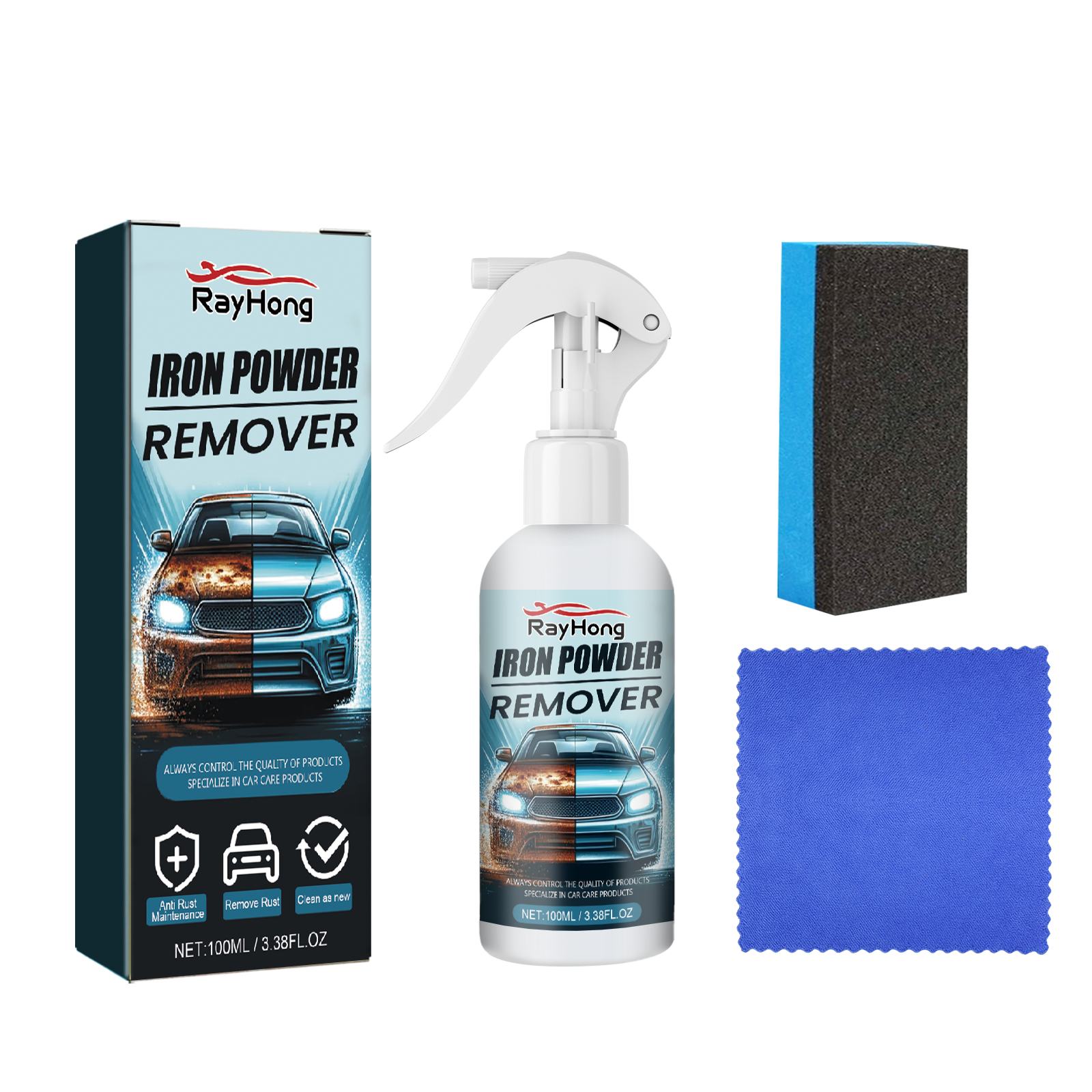 Iron Powder Remover, Car paint tire rust cleaning agent deco