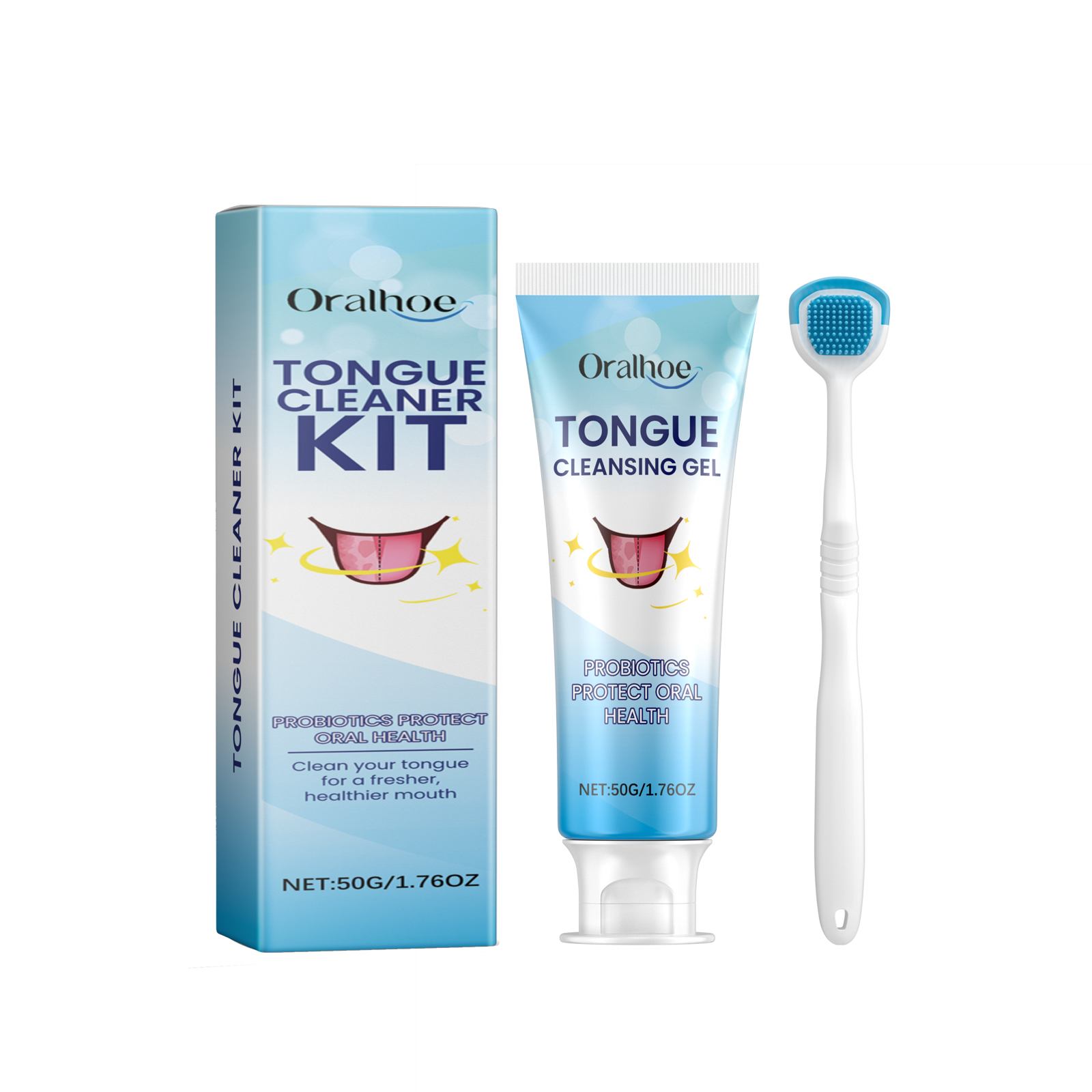 Tongue Coating Cleaning Set, Tongue Coating Clean Food Residue Gentle Cleaning Oral Care