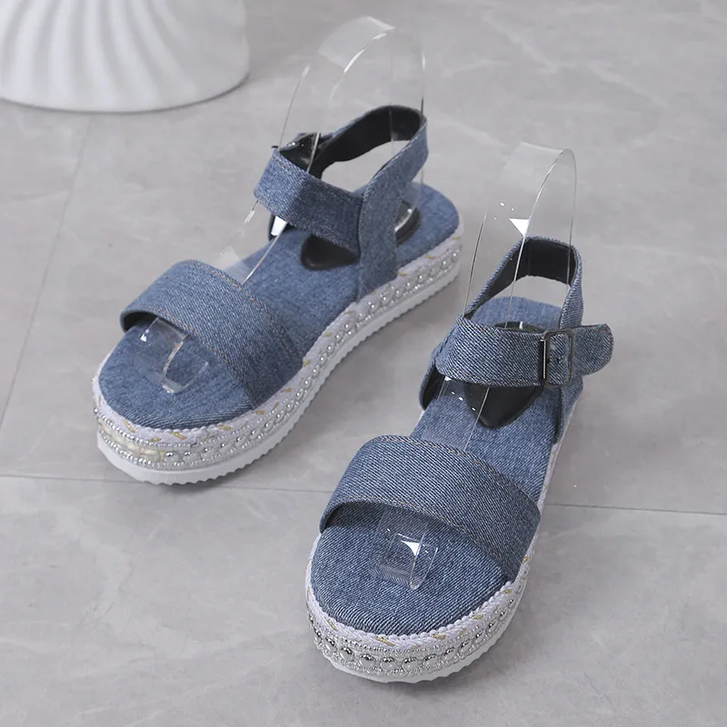 Fashionable and comfortable thick soled glossy women's sandals with fish mouth buckle for women image 4