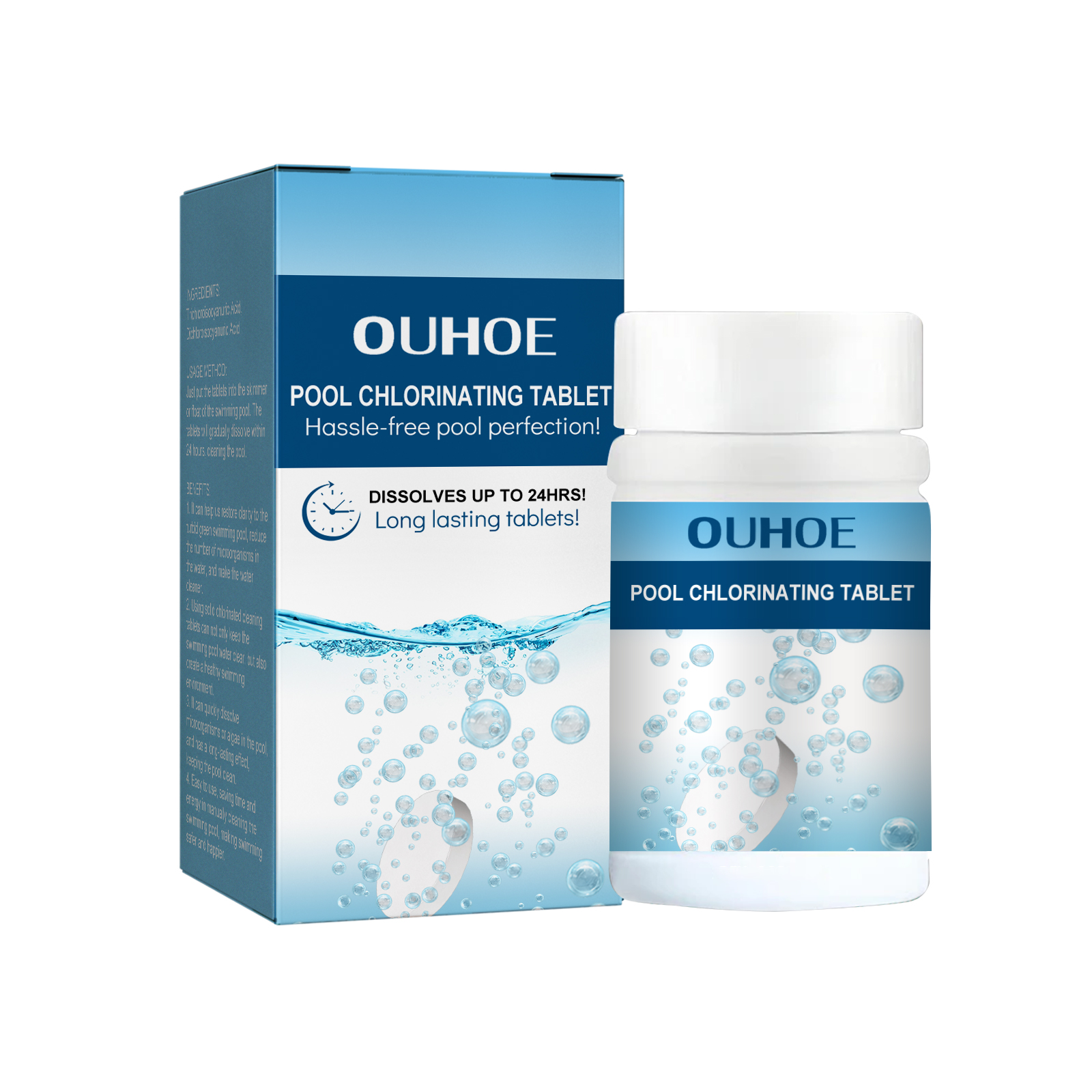 OUHOE chlorinating tablet jar and carton