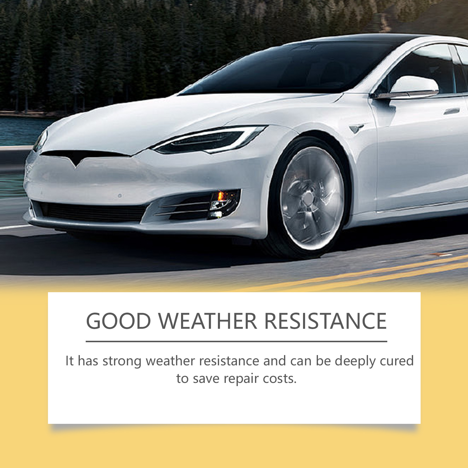 White sedan representing weather-resistant paint care