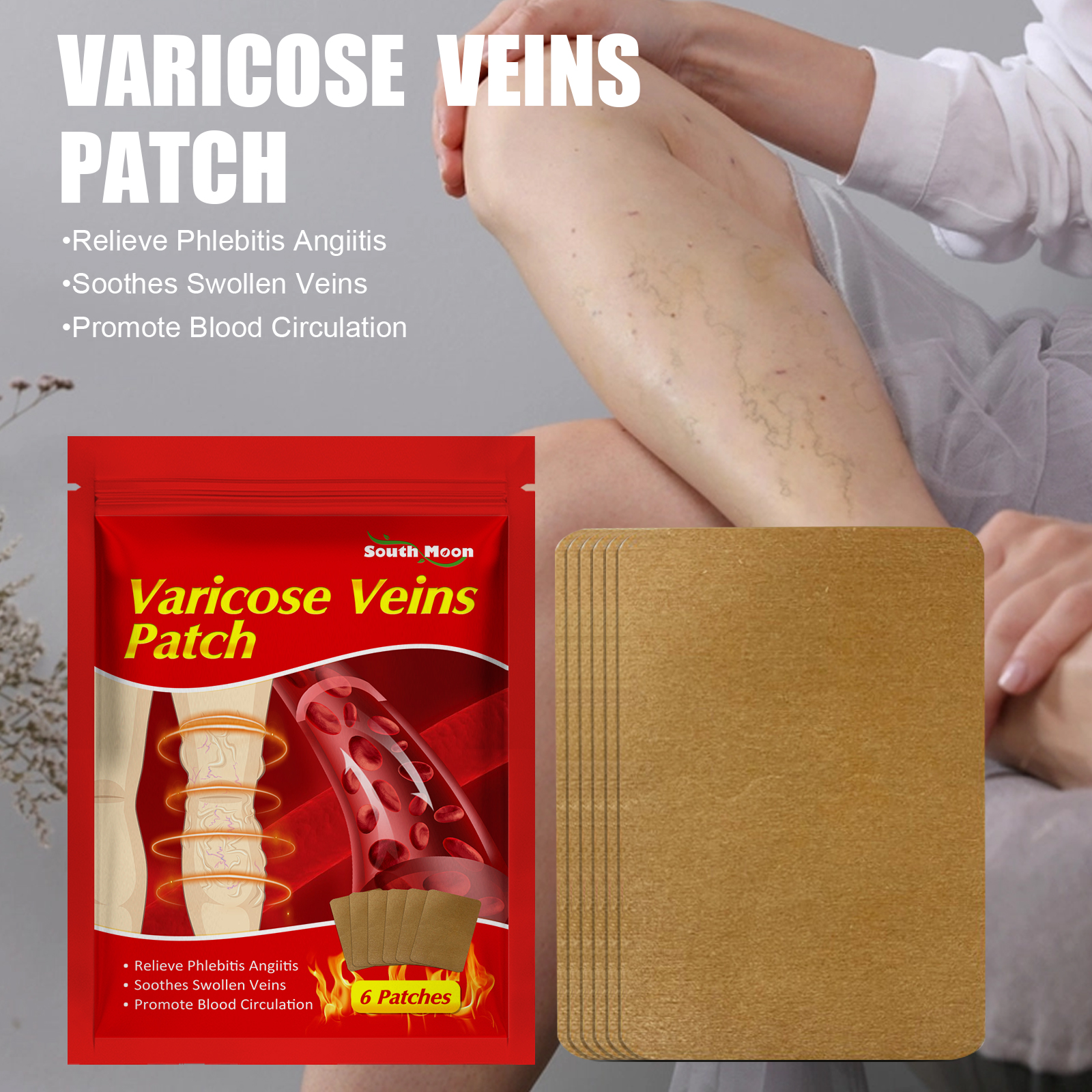 Close view of fabric patch and circulation illustration