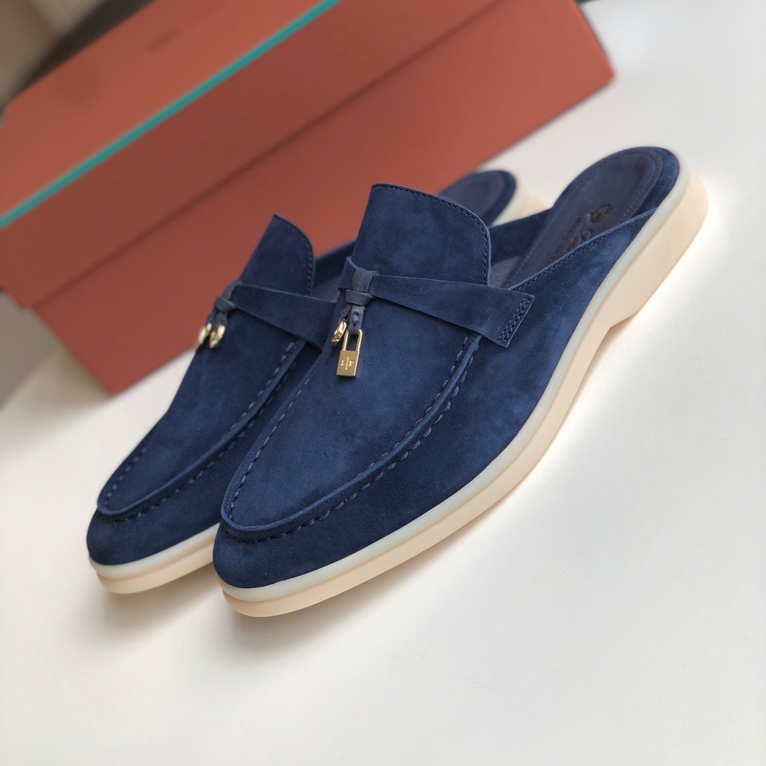 Women's slippers LP leather flat bottomed lazy person comfortable one foot kick Mueller cool mop image 11