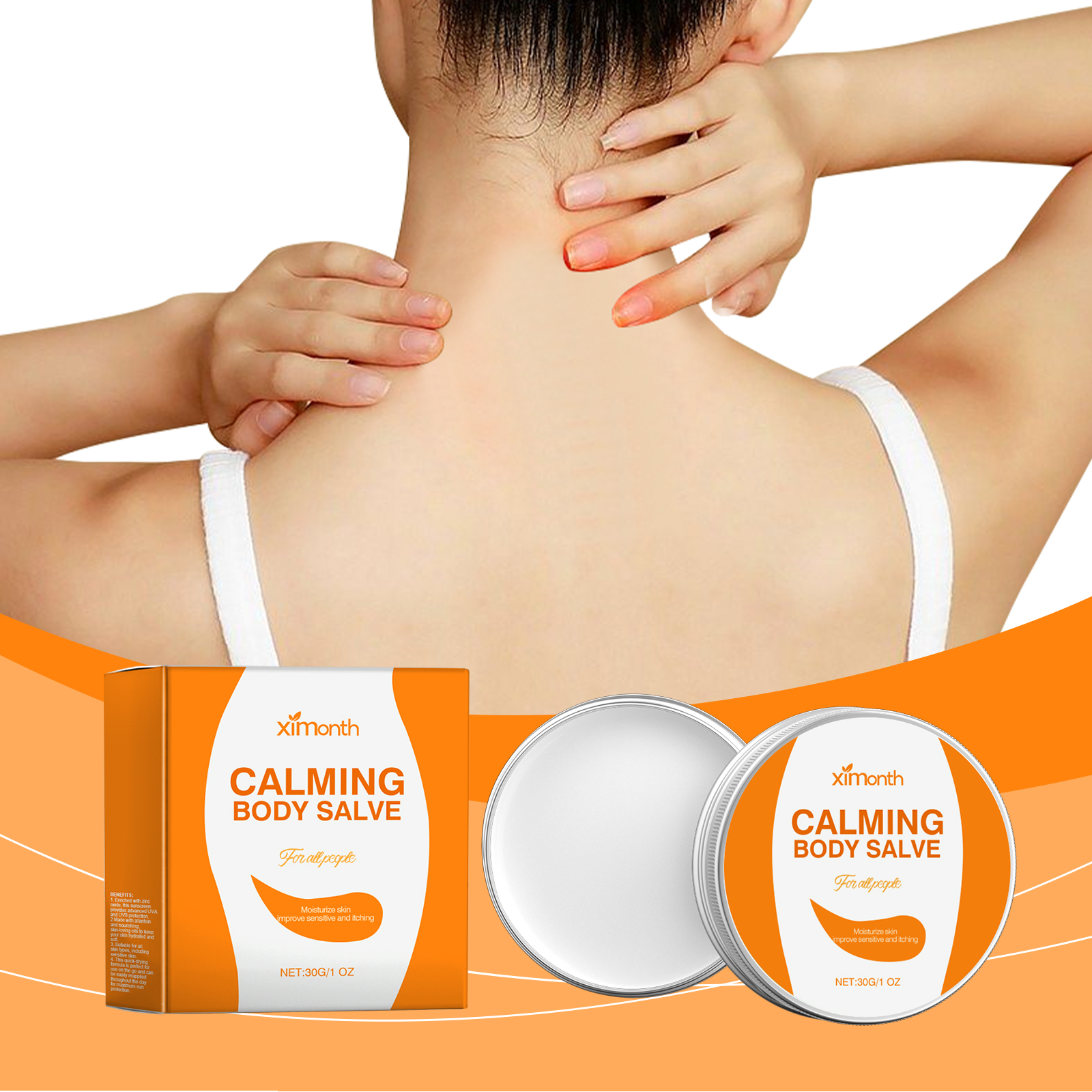 Person touching neck and shoulder during skin care