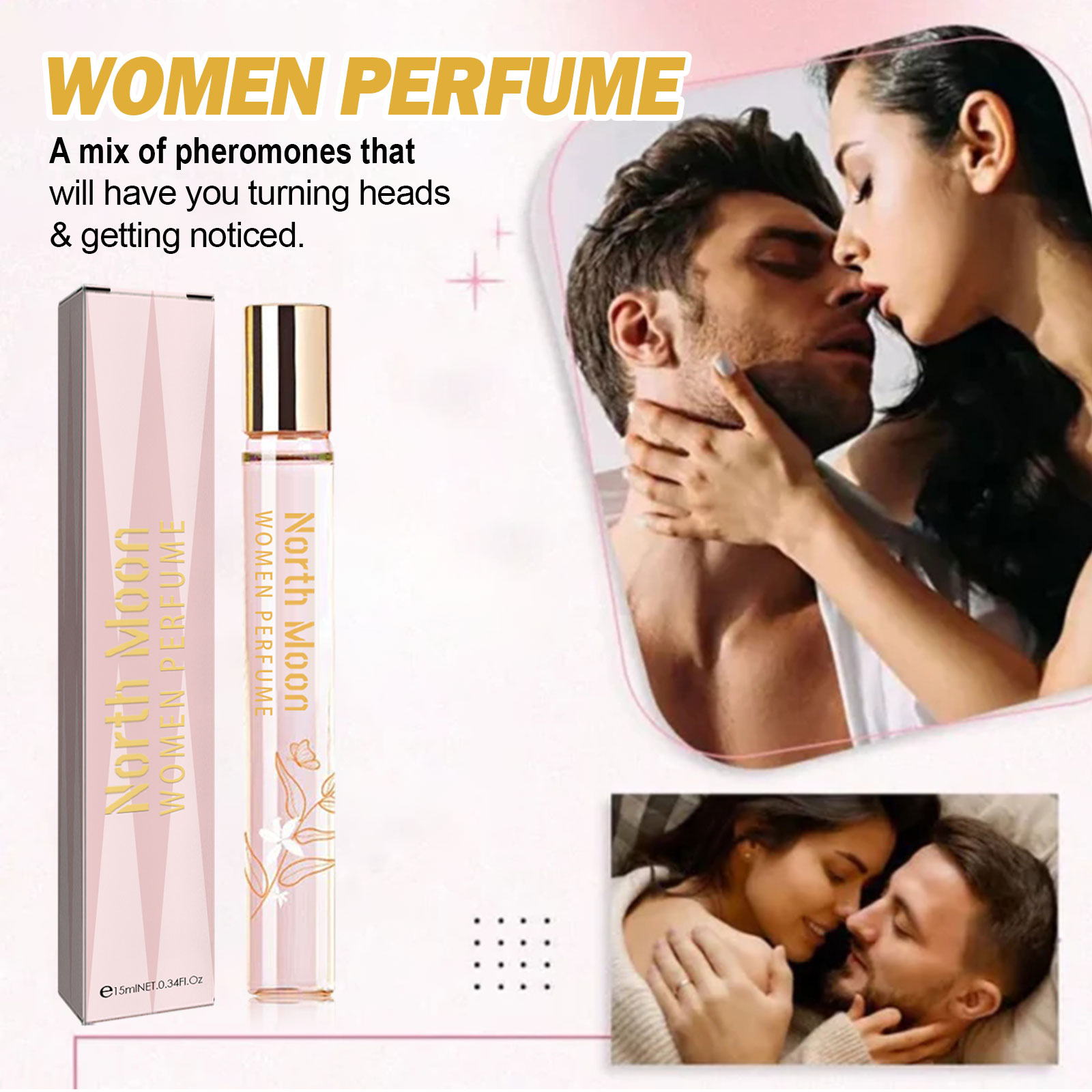 North Moon women's fragrance in romantic pink packaging