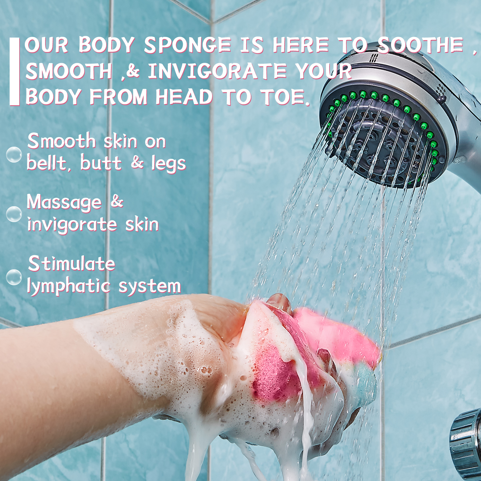 Close view of pink foam body sponge texture