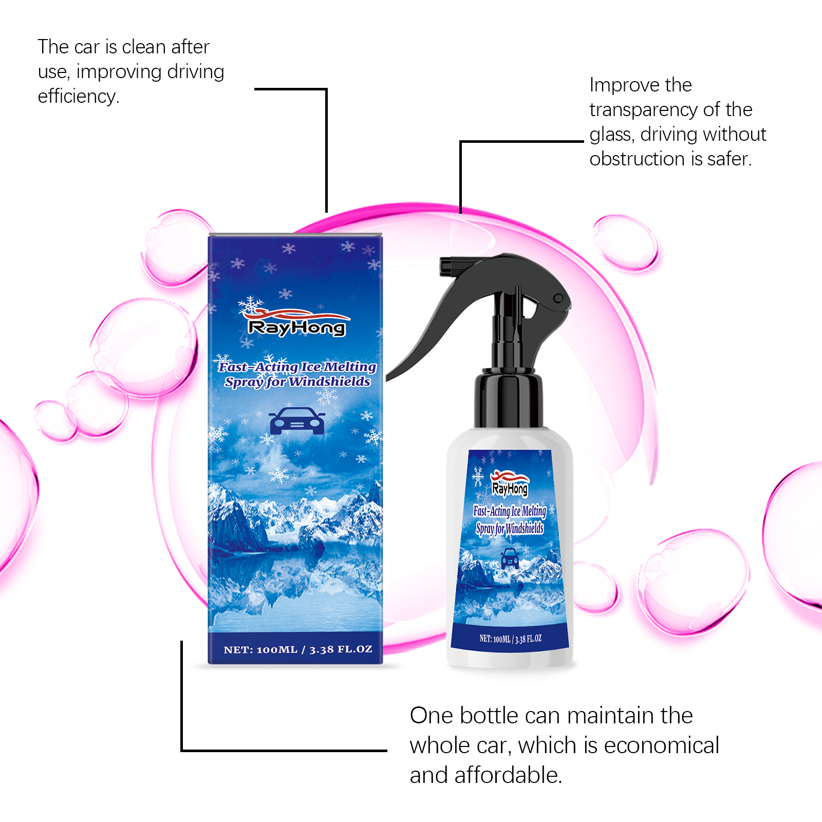 Compact RayHong bottle and box for car care