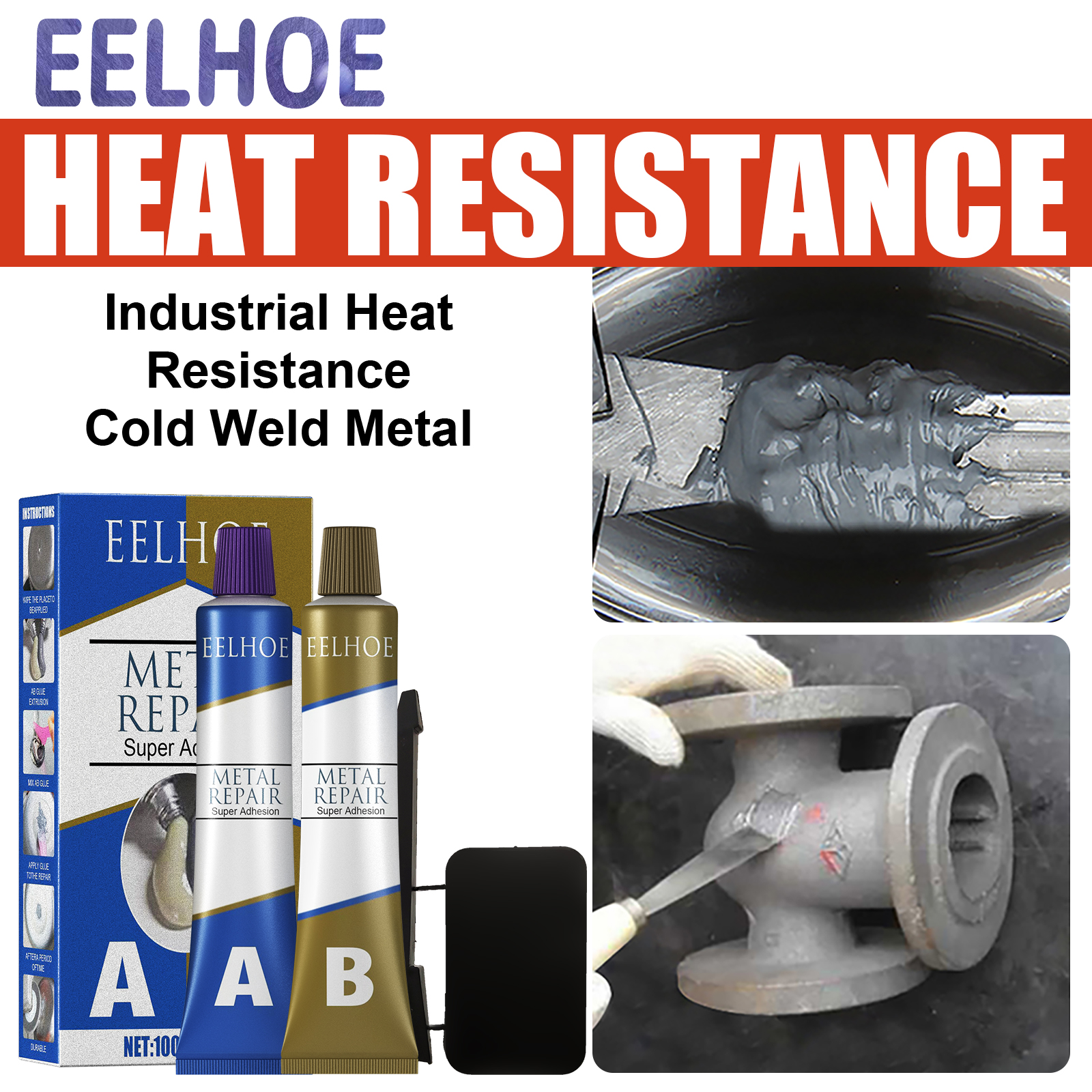 Heat-resistant metal repair compound on damaged components