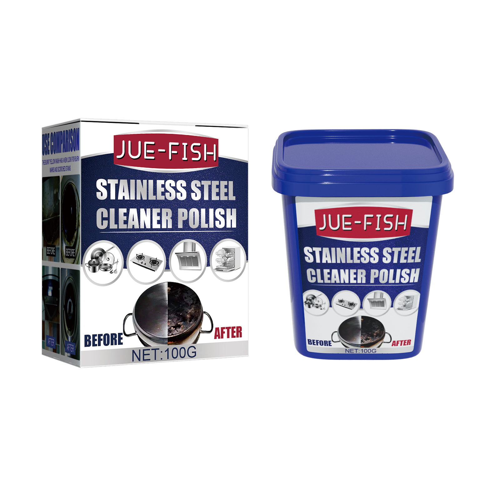 Jue-Fish Stainless Steel Cleaning Cream, Kitchen Decontamina