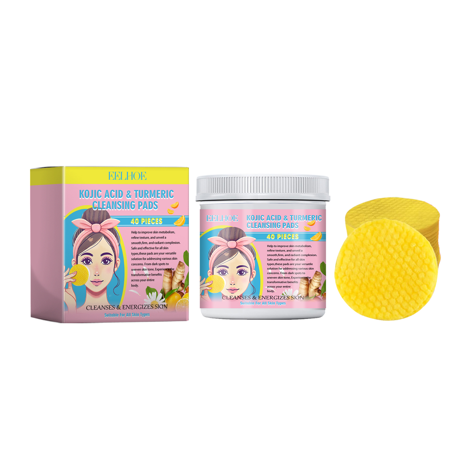 Close view of textured yellow cleansing pad