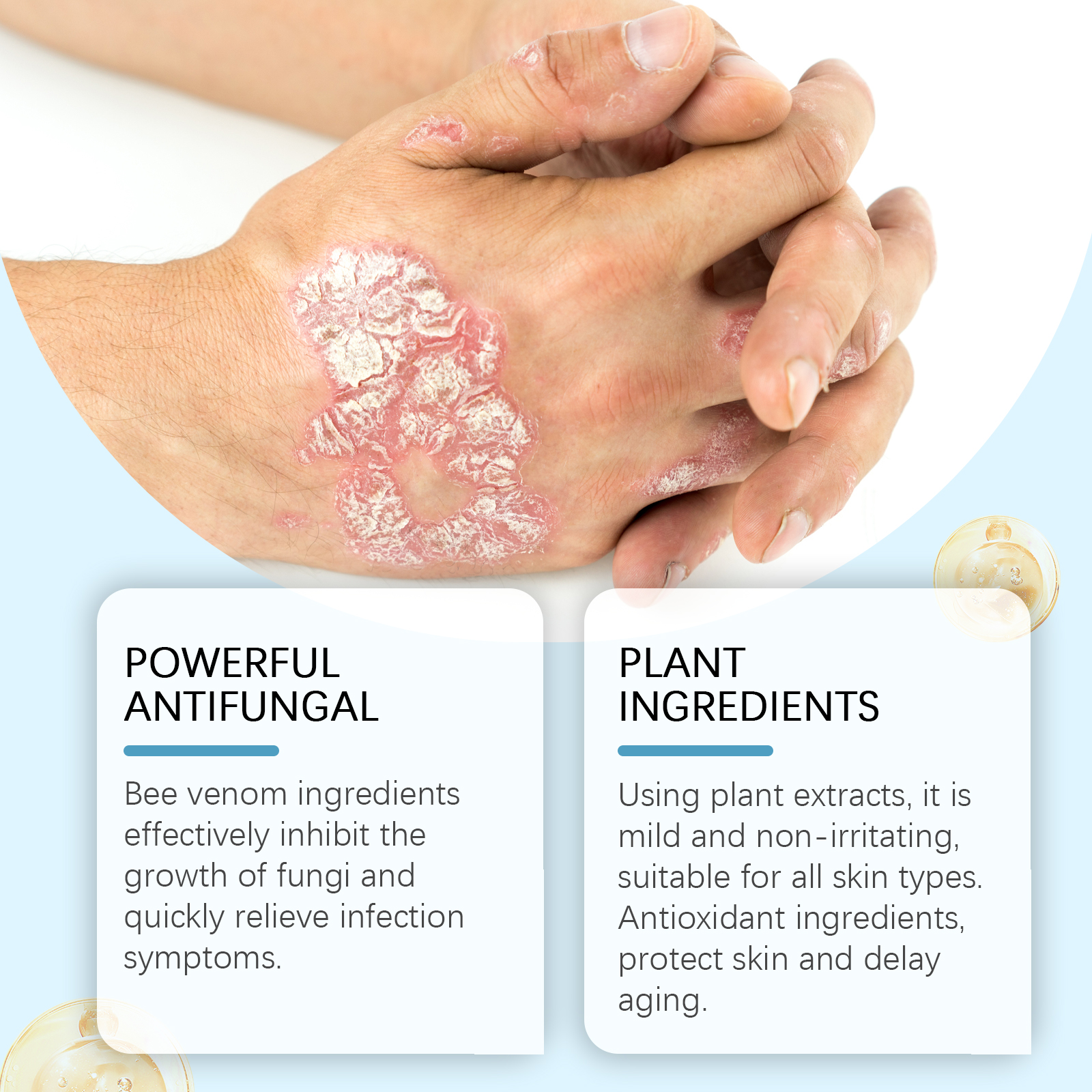 Ingredient-focused cream image with plant extract claims