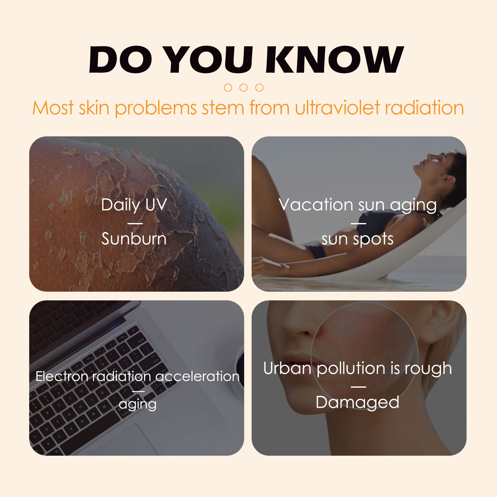 Sunscreen powder graphic showing daily UV exposure concerns