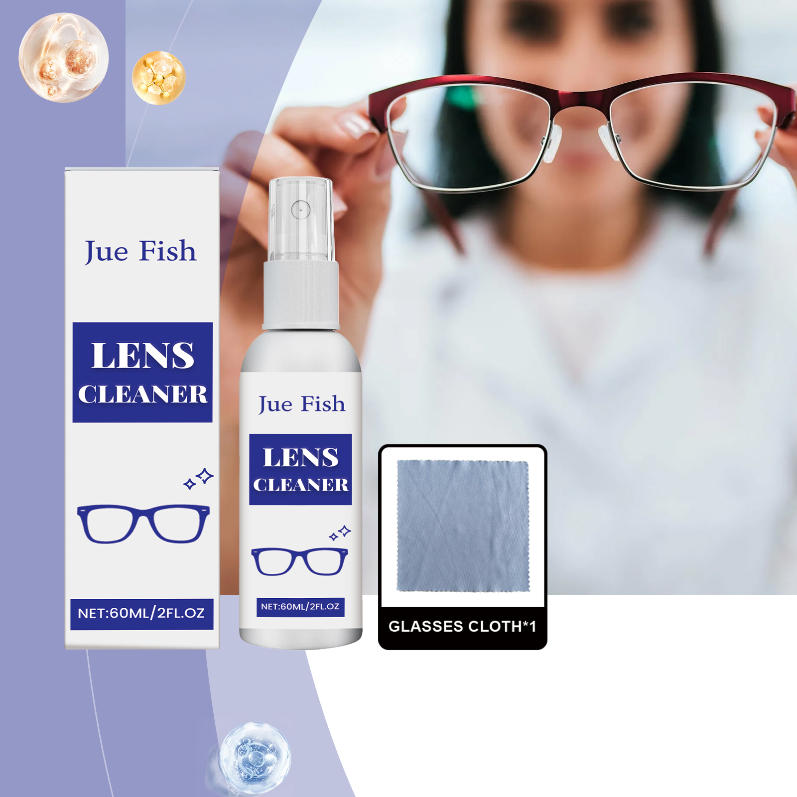 Portable lens cleaner beside glasses for everyday use