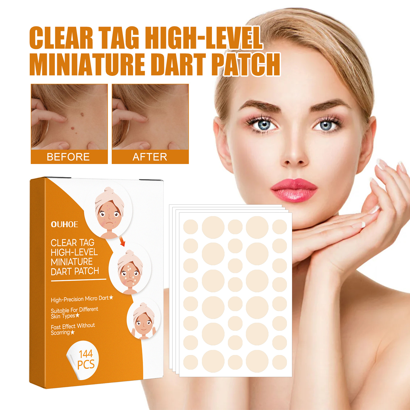 OUHOE miniature circular patches beside skincare presentation
