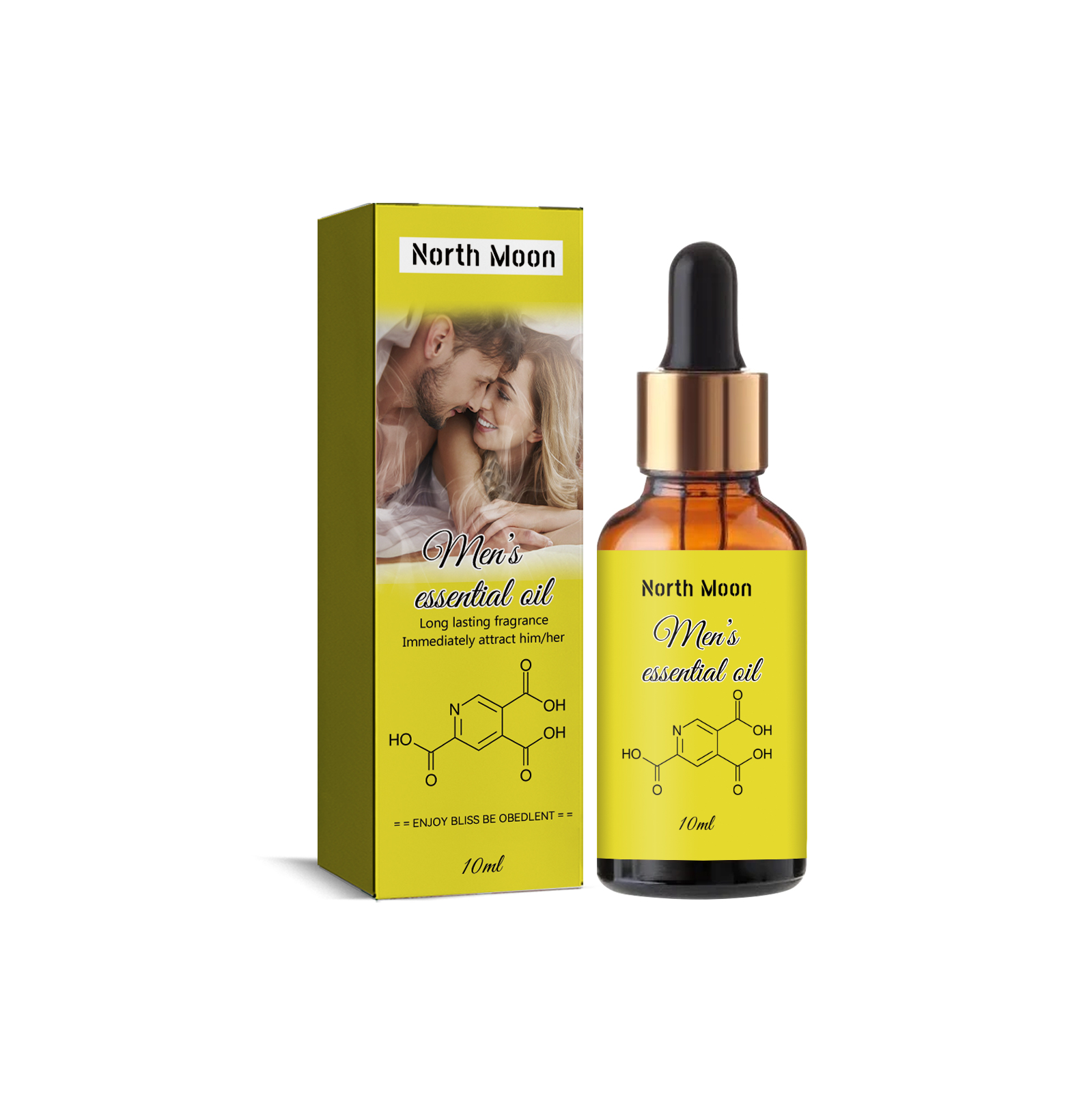 North Moon amber bottle and yellow presentation box