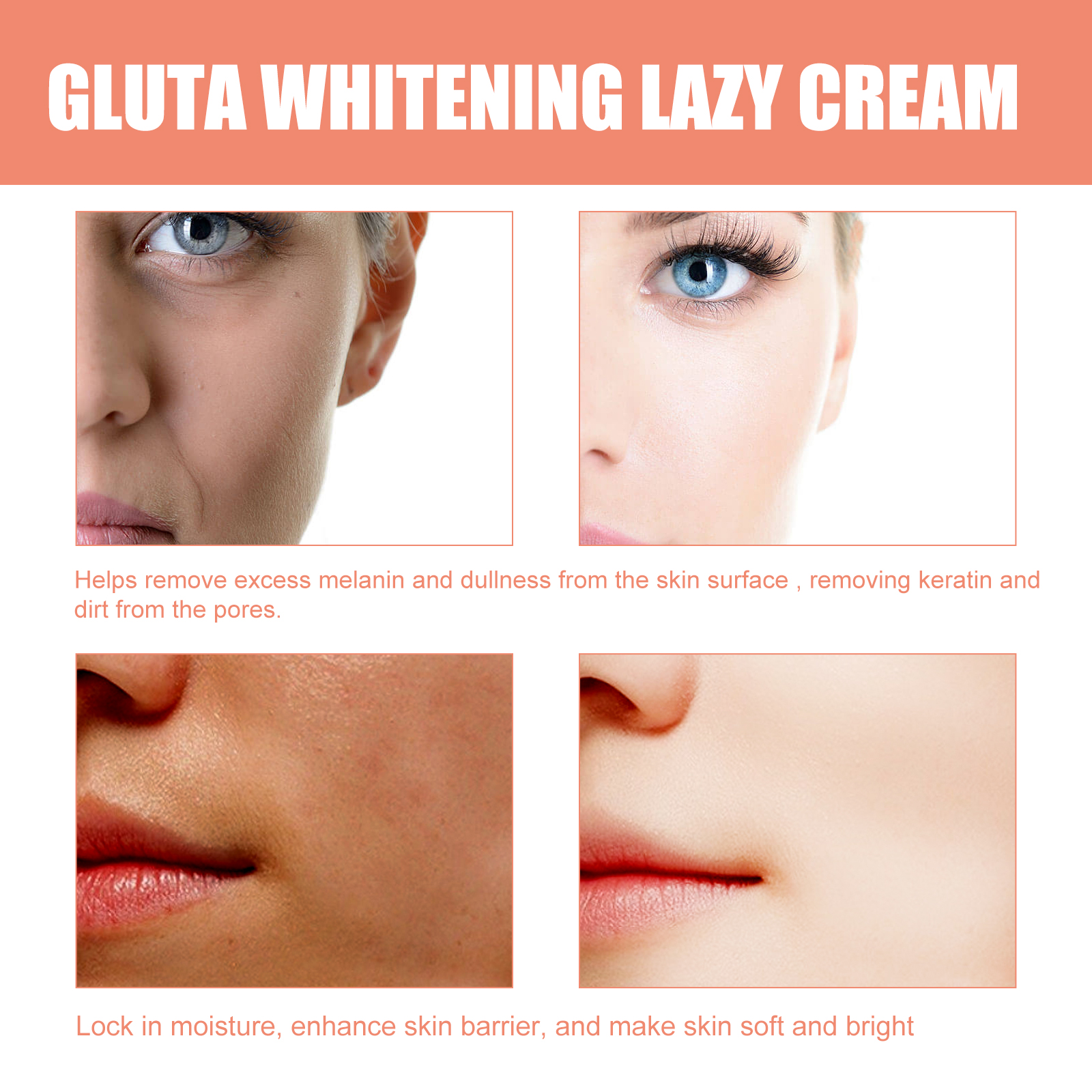 Promotional panels showing a brighter looking complexion