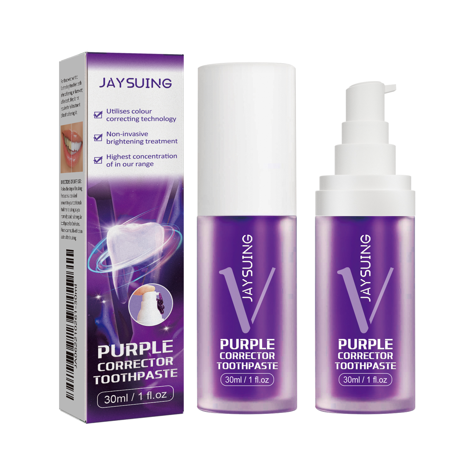 Purple Brightening White Toothpaste, Cleaning Stains Fresh Breath Brightening And Whitening Teeth