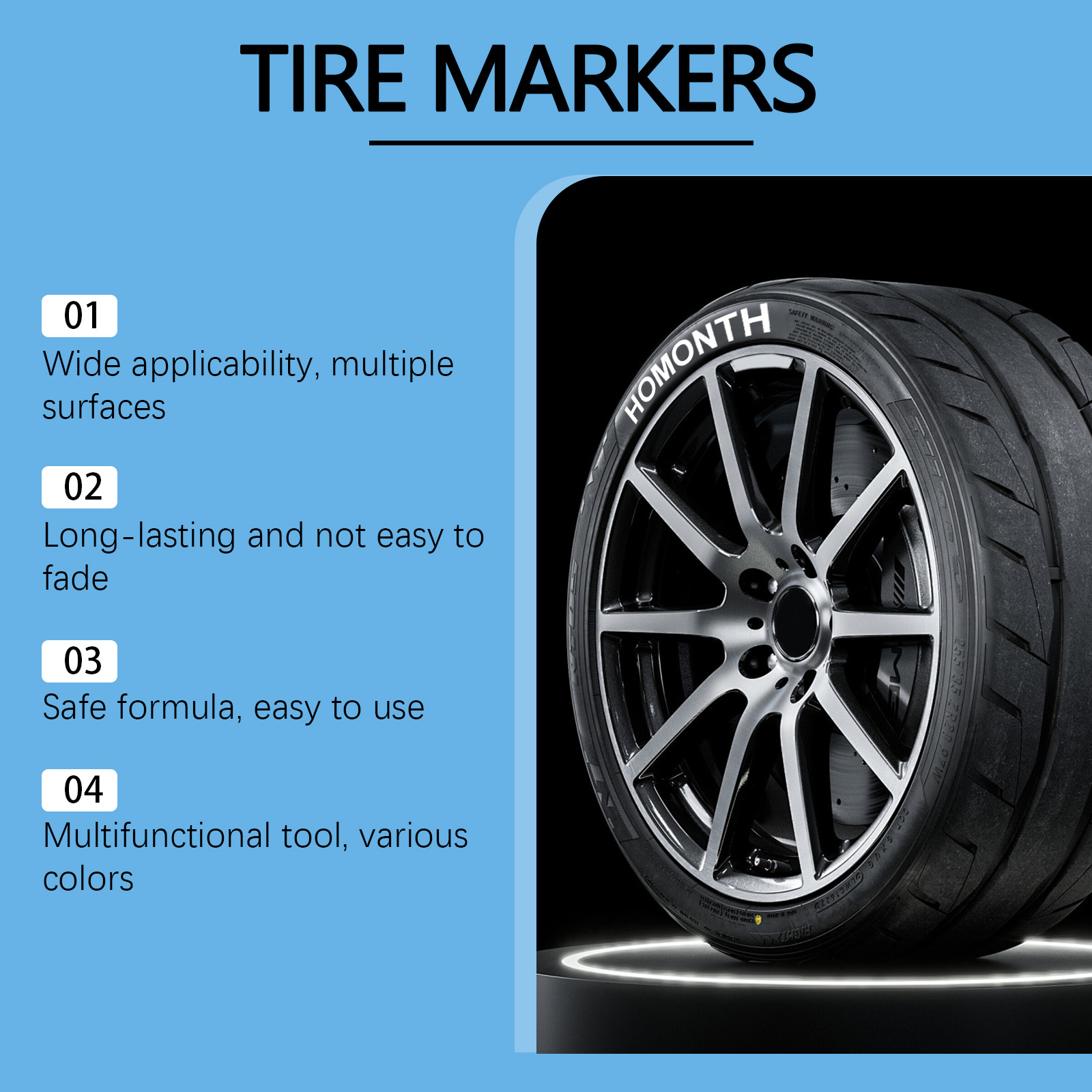 Tire paint markers presented for automotive detailing