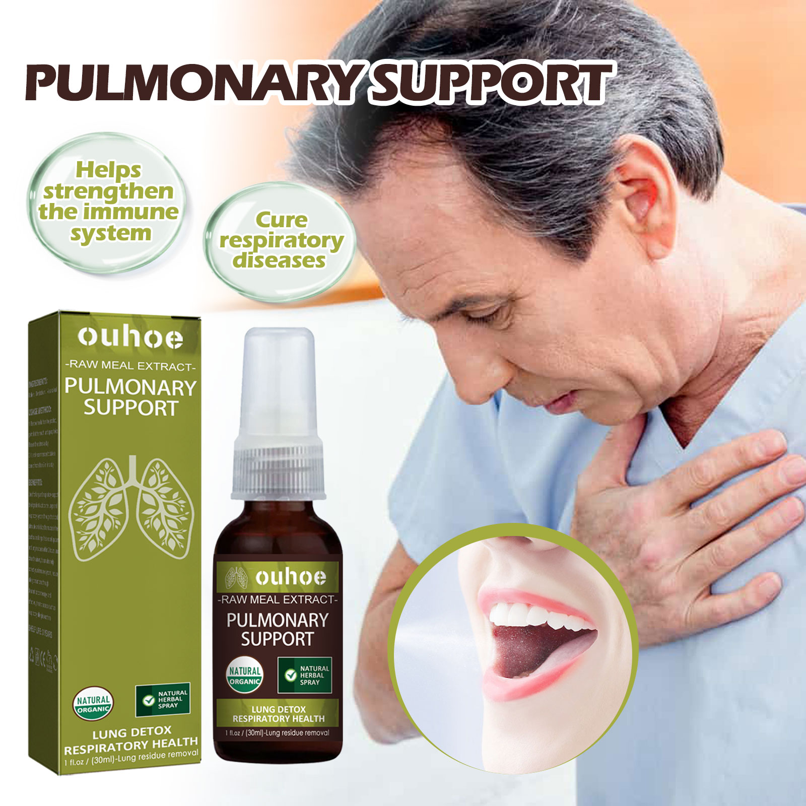 Adult experiencing throat and chest discomfort at home
