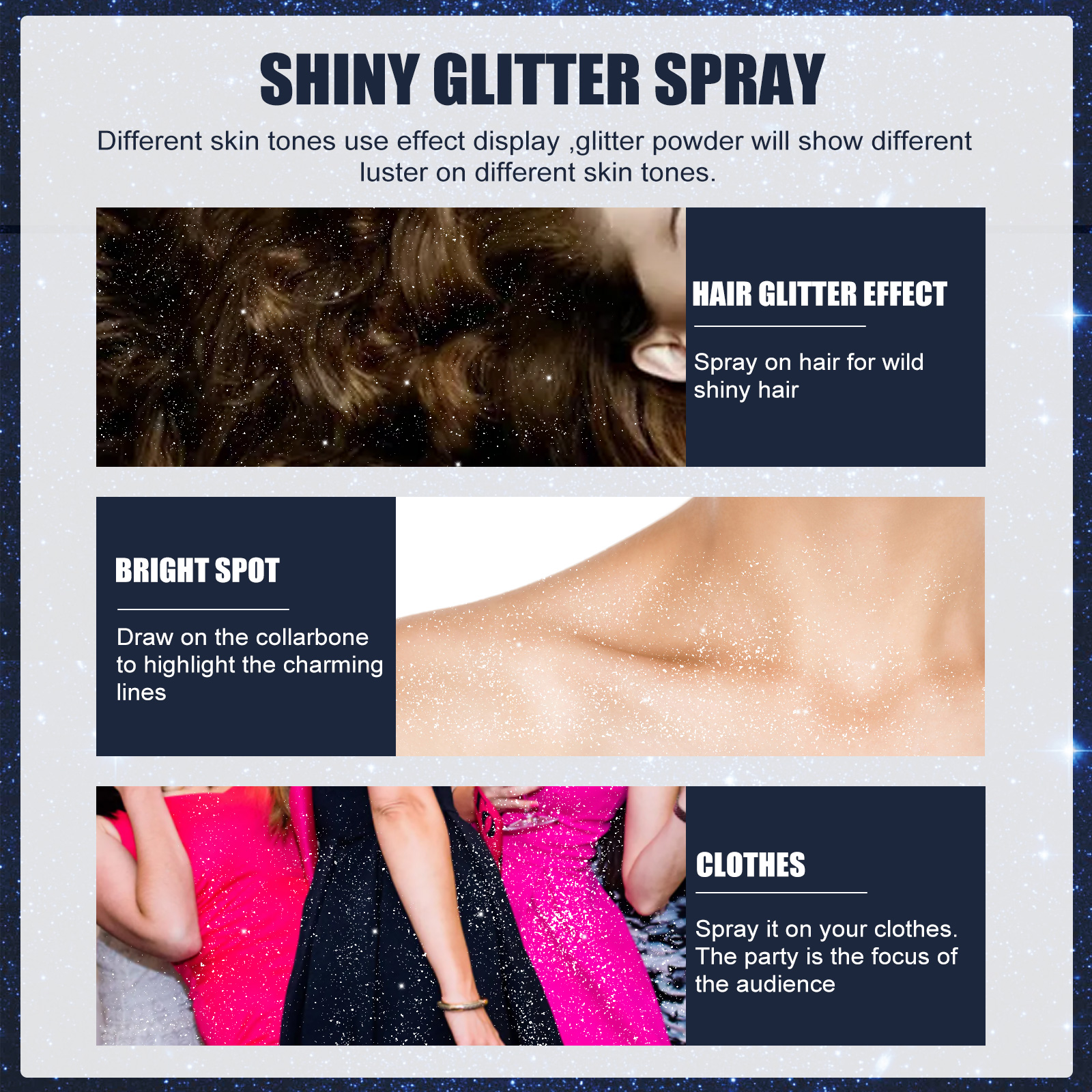 Fine mist glitter spray bottle close-up