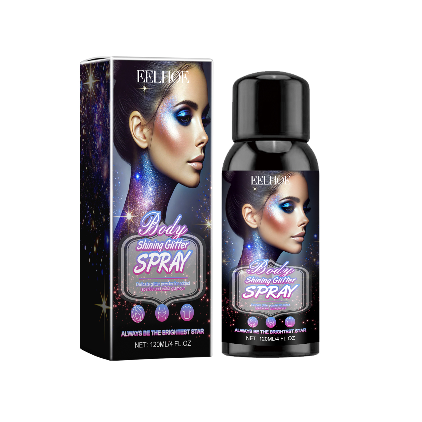 Brightening Glitter Spray, Glitter Highlight Spray Natural Stereo Long-Lasting Brightening