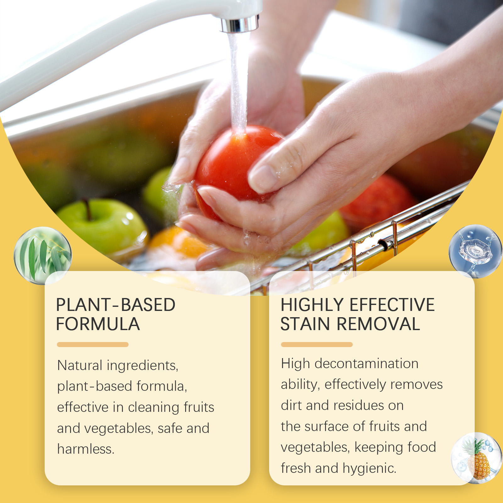 Tomato rinsing scene showing compact produce cleaner