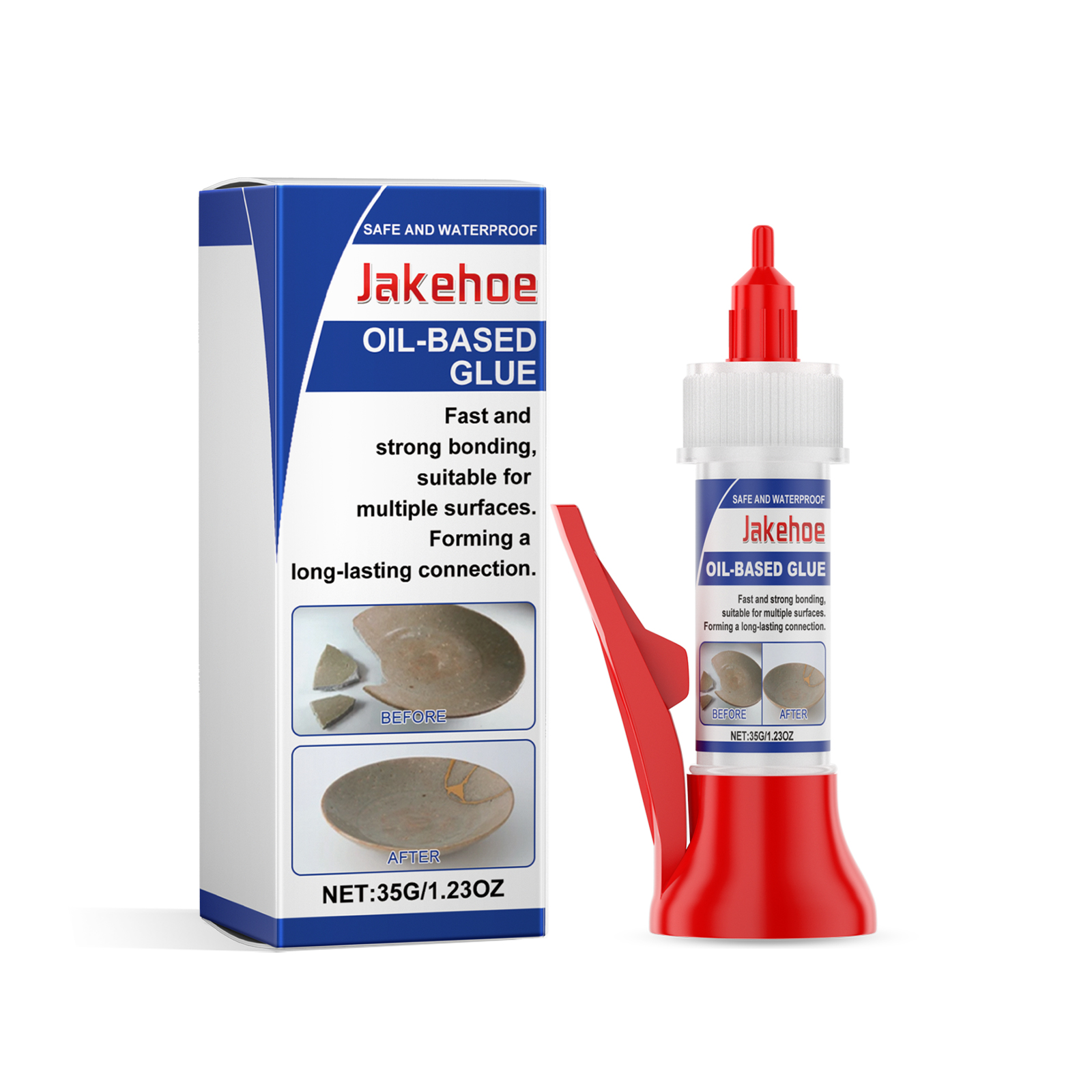 Close view of adhesive bottle and pointed nozzle