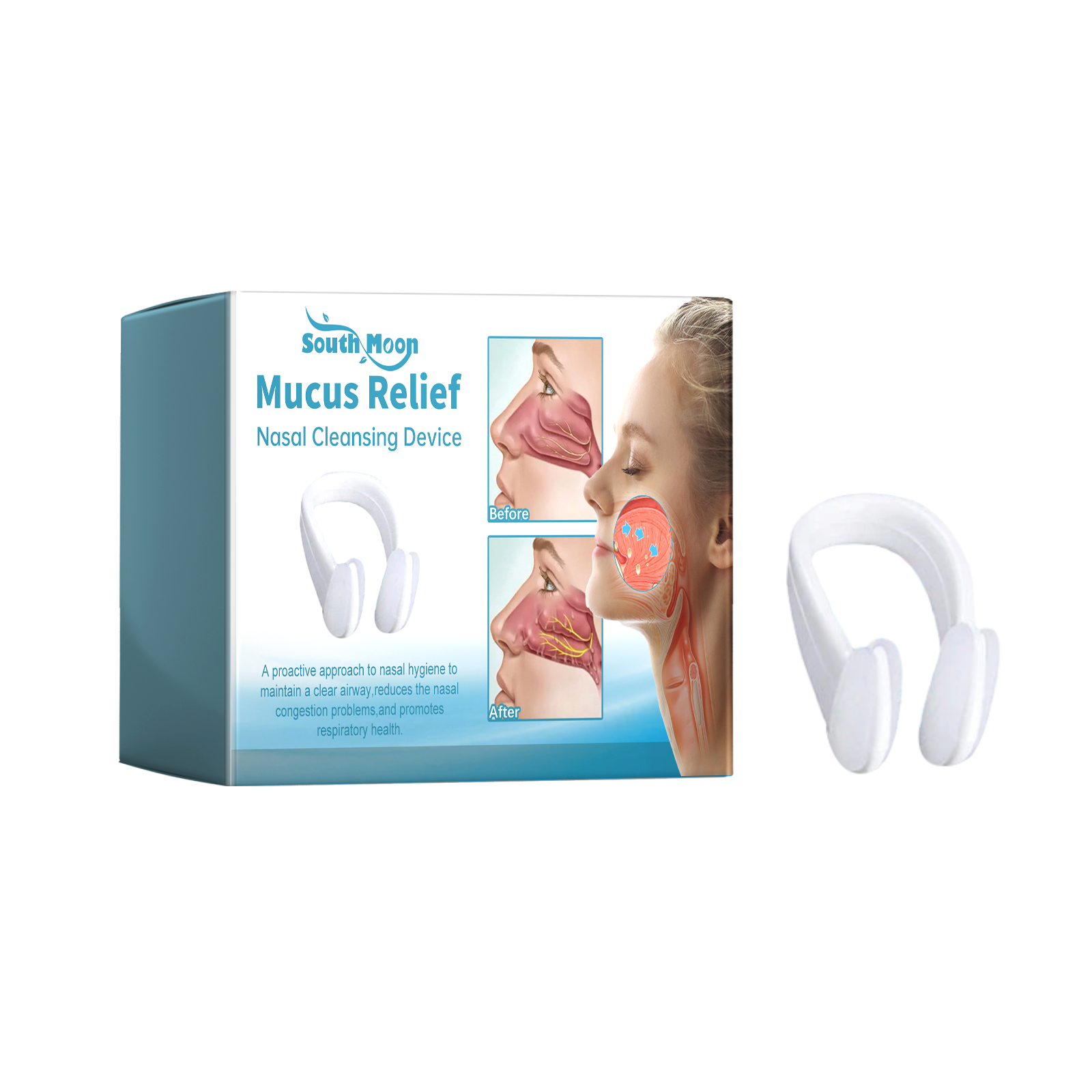 Nasal Nurse device shown with compact retail packaging