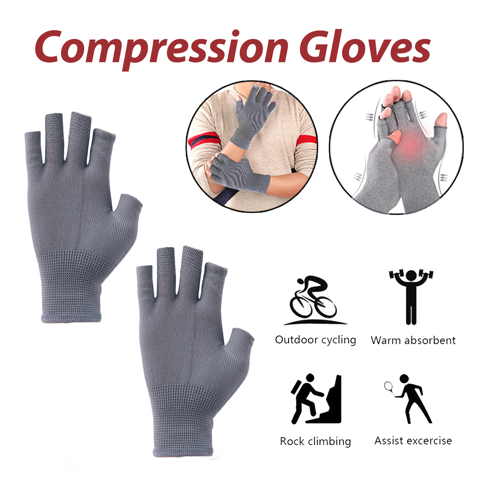 Gray compression glove detail on a light surface