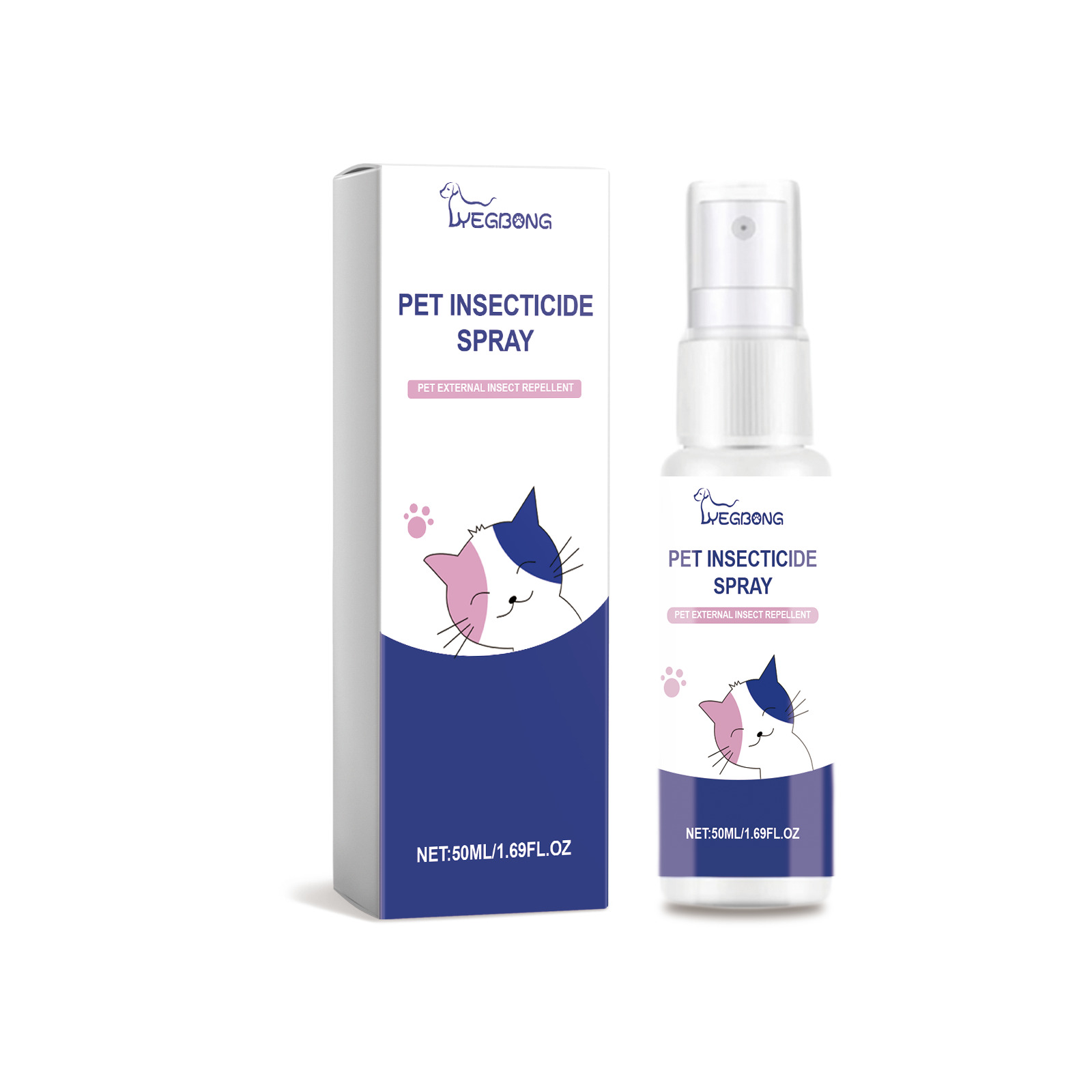 Fine-mist pet spray with matching protective carton