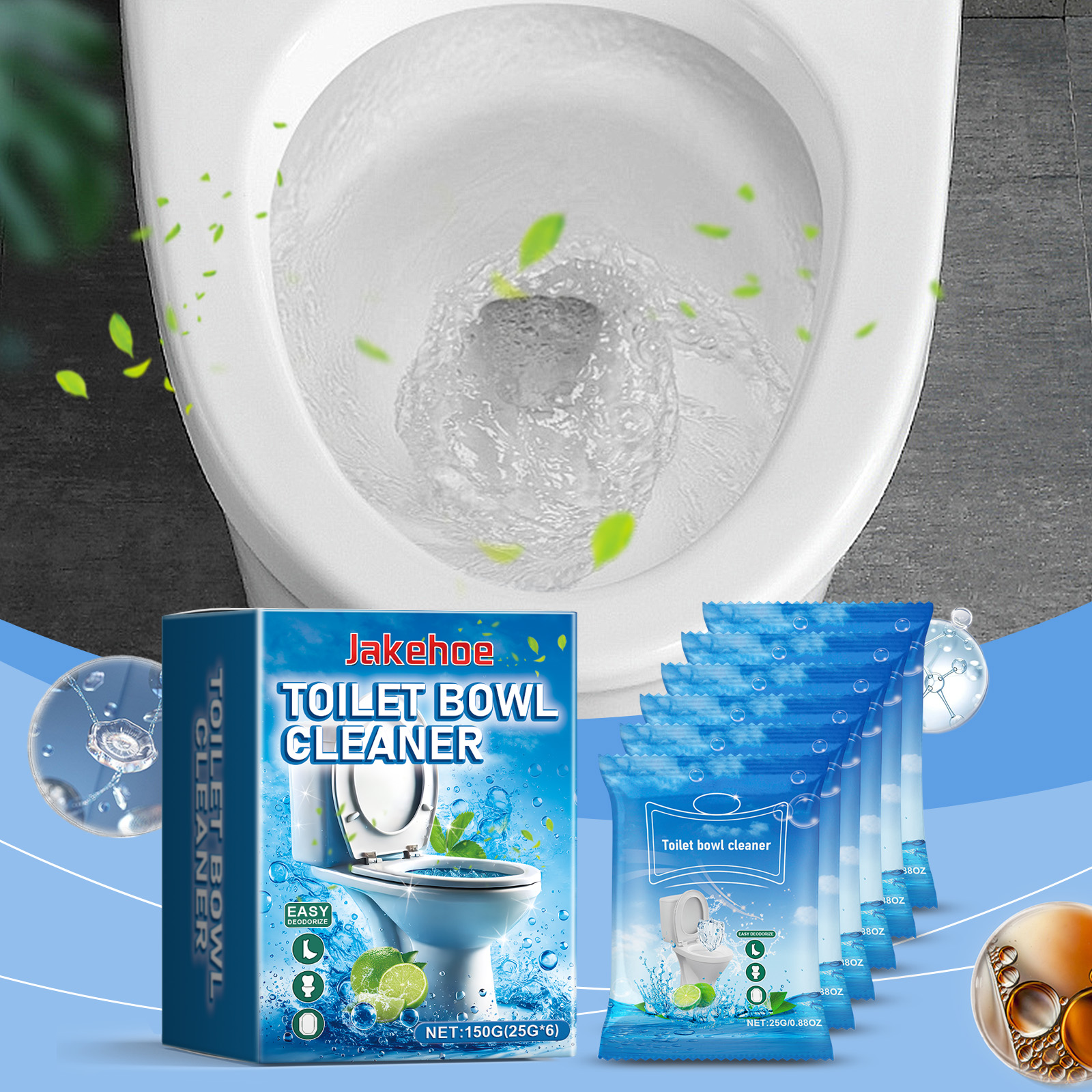 Clean white toilet bowl with swirling fresh water