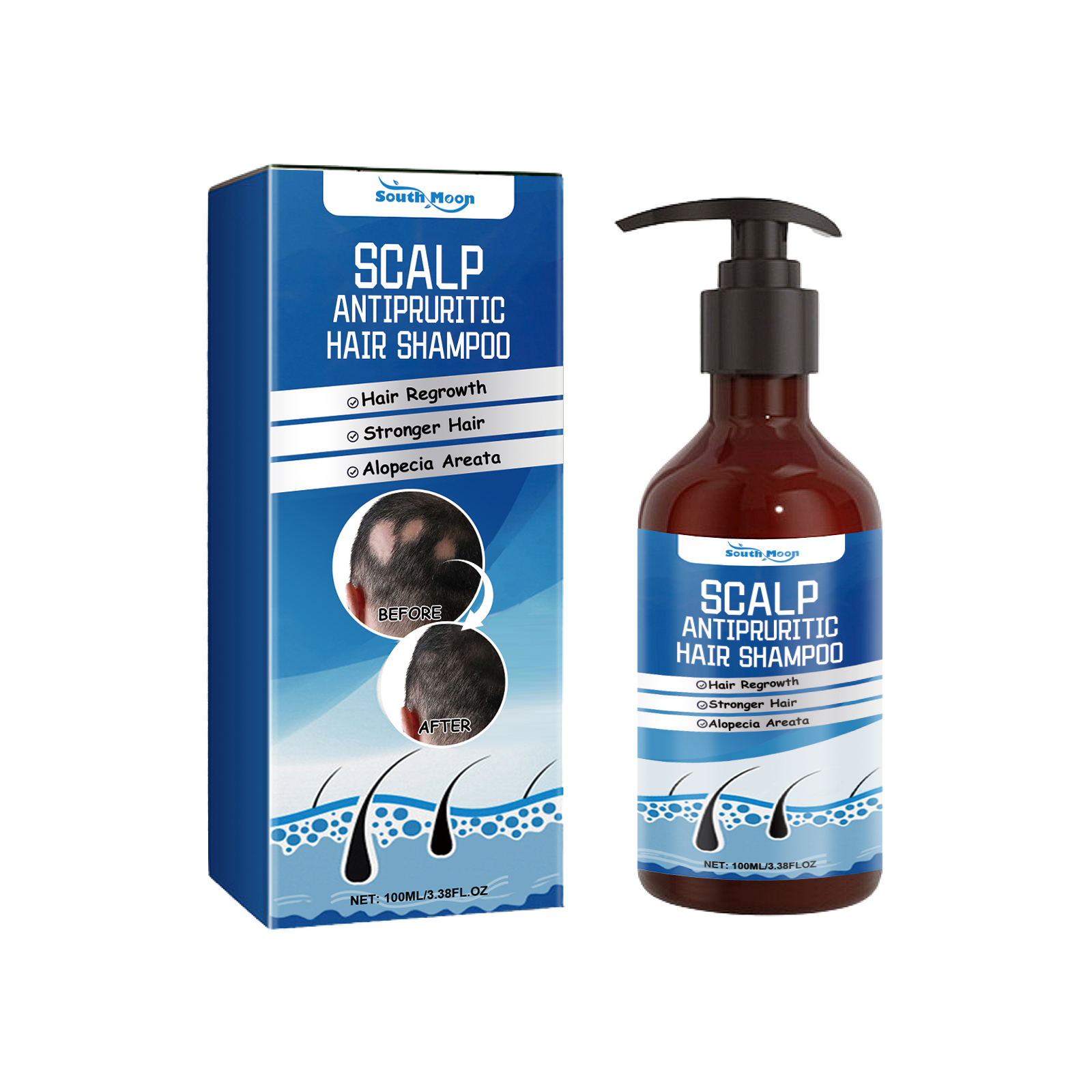 Scalp Antipruritic Hair Shampoo, Smoothing Hair And Moisturi