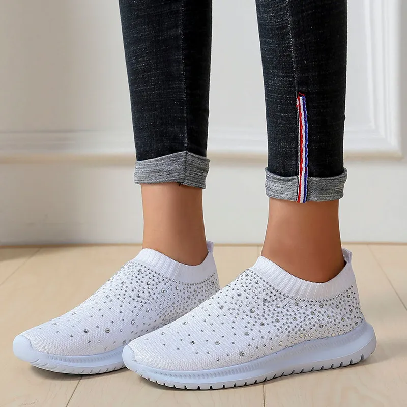 Rhinestone Decor Mesh Breathable Athletic image 3