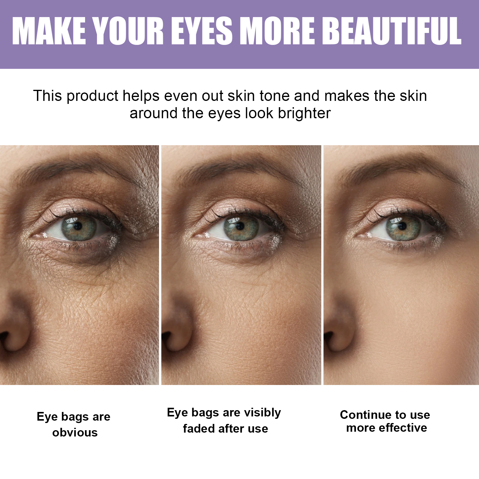 Under-eye appearance shown across continued use