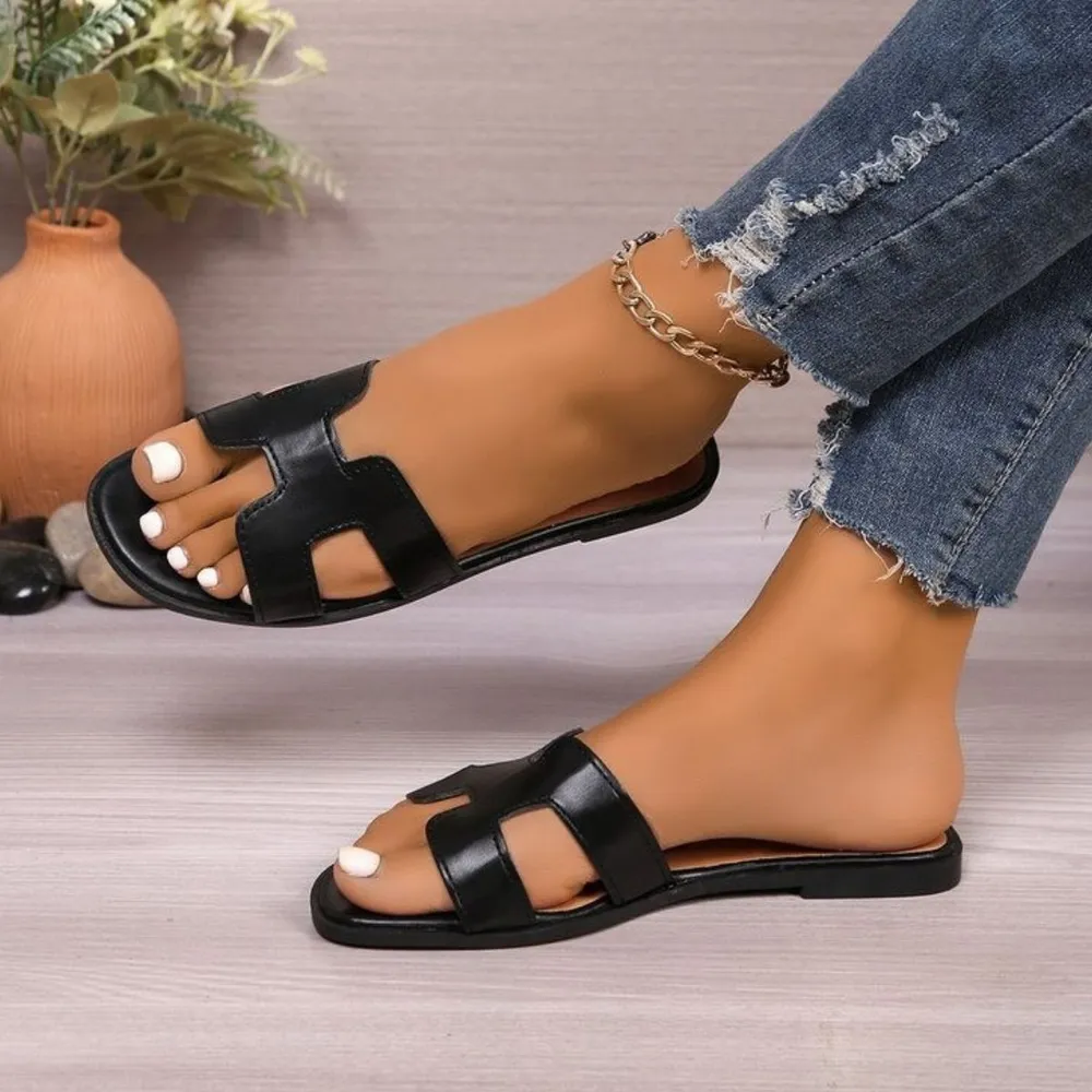 Flat bottomed comfortable one-piece cool slippers fashionable women's one foot sandal image 7