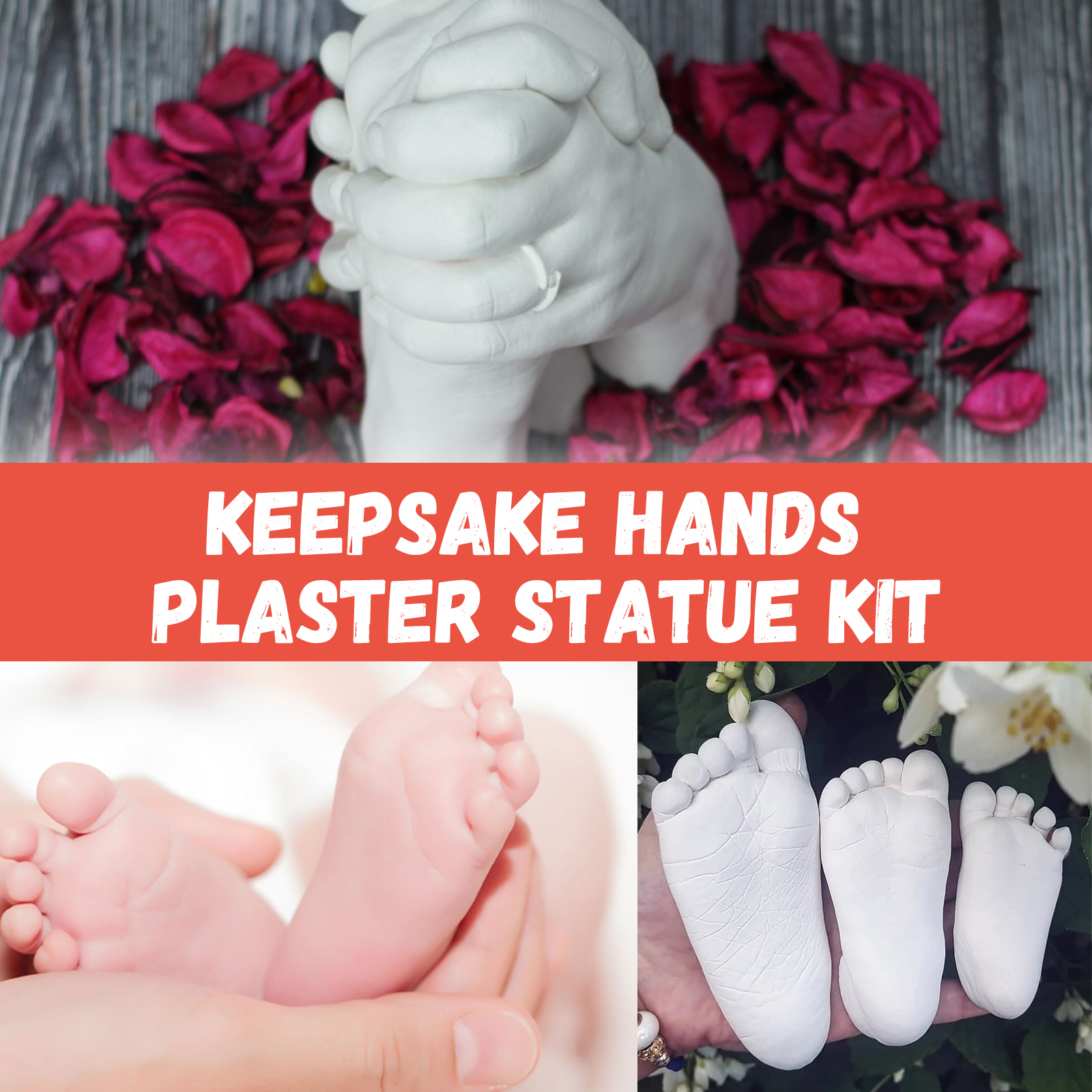 White plaster hand sculpture with delicate contours
