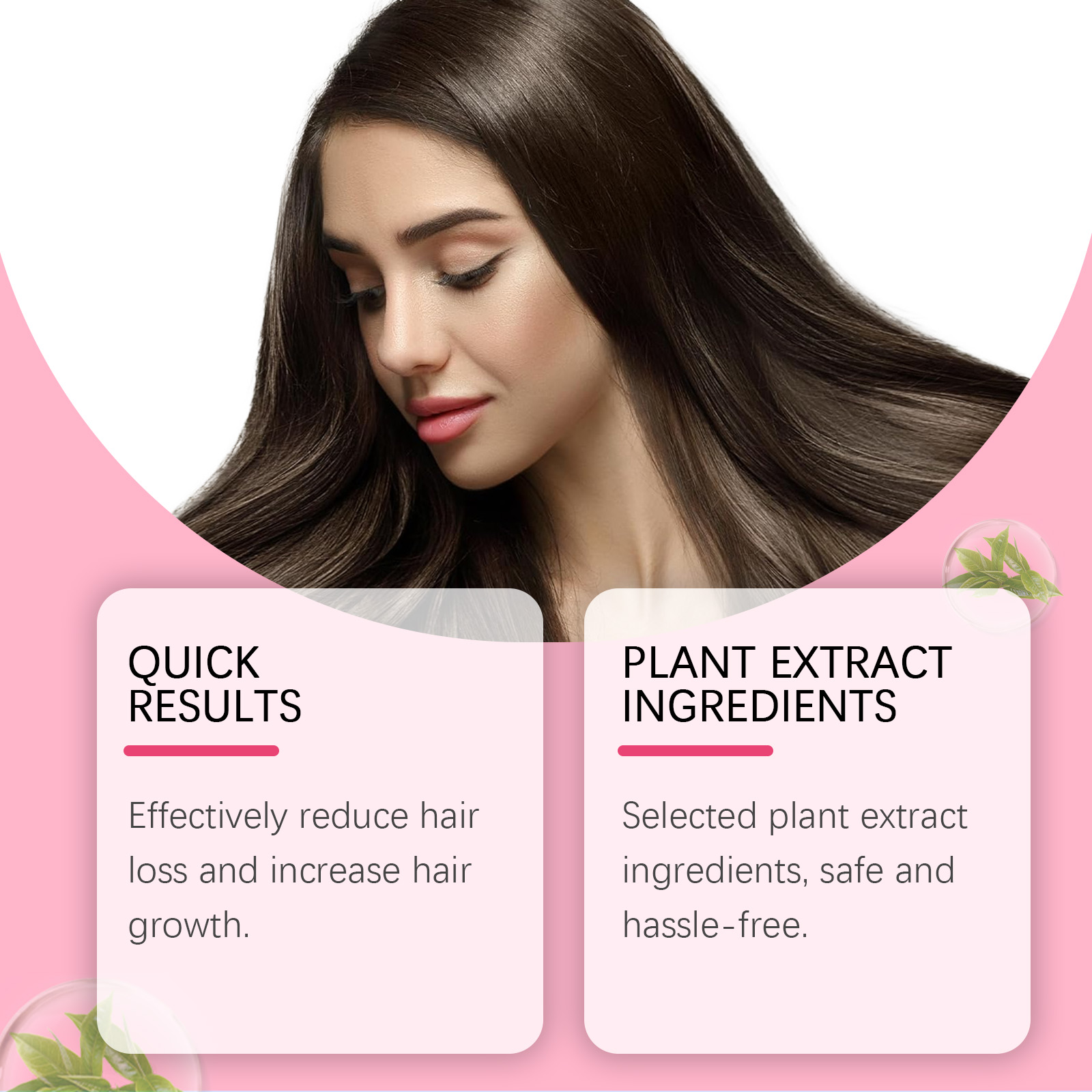 Hair care spray beside plant extract ingredient messaging
