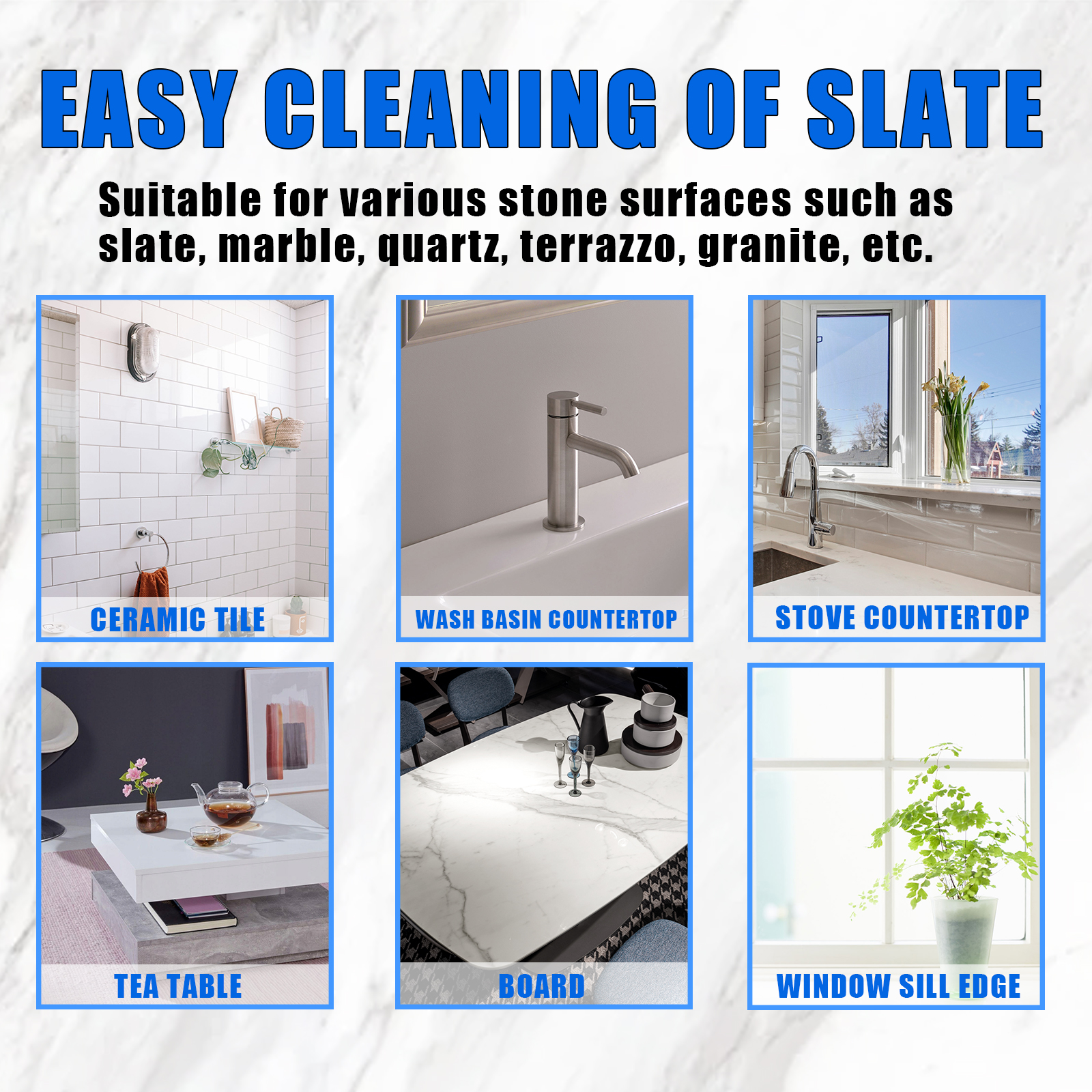 Stone surface application guide for multiple materials