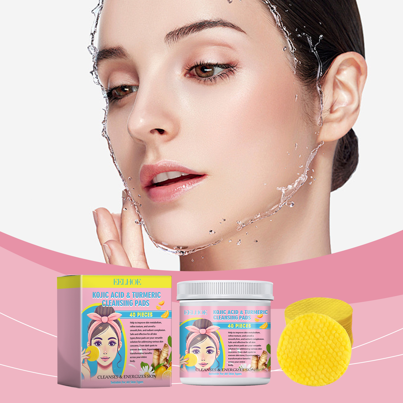 Cleansing pad set beside fresh facial cleansing scene
